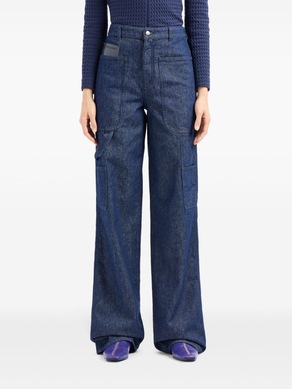 multi-pockets wide-legged jeans - 2