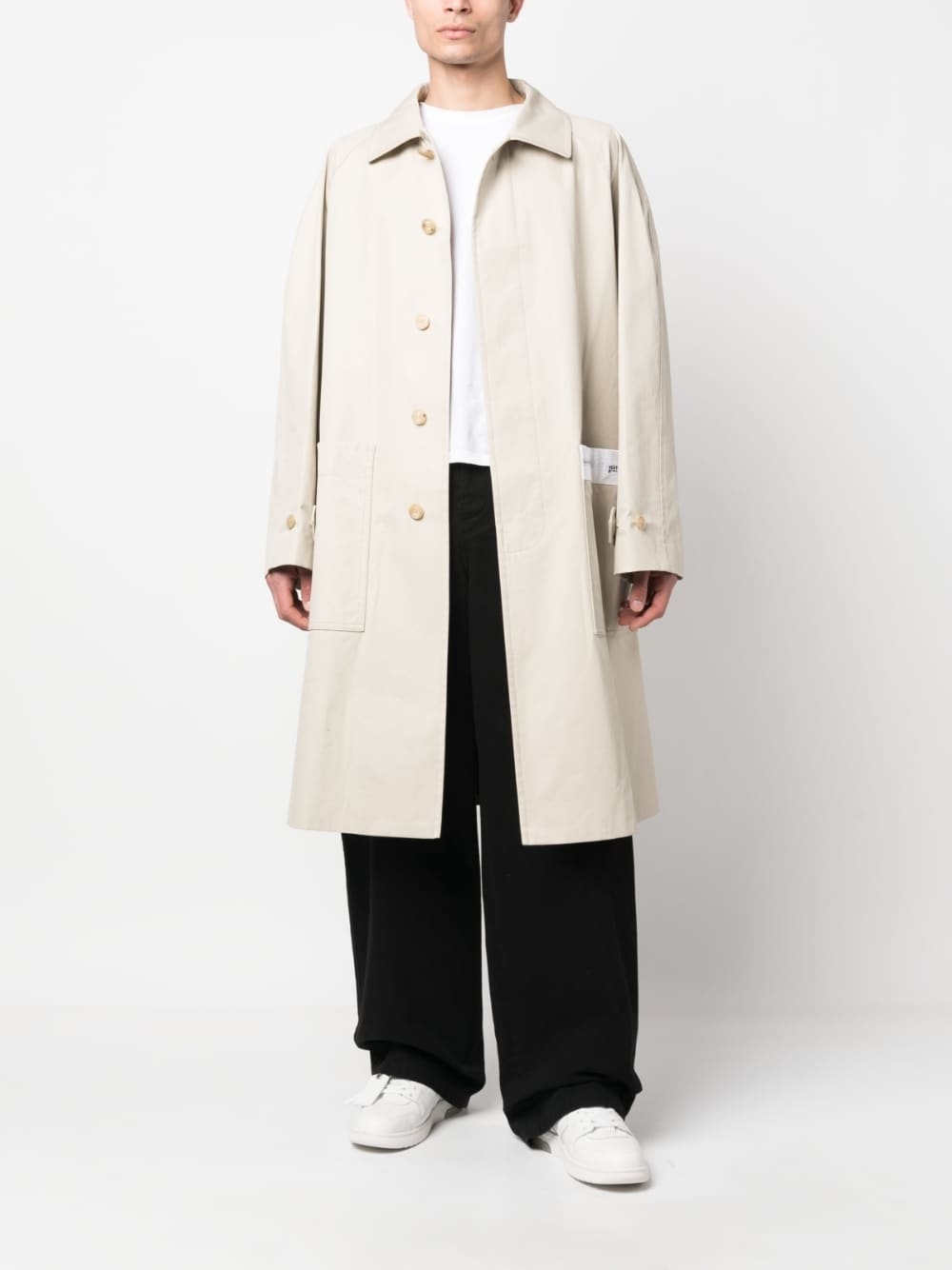 logo cotton trench coat - 2