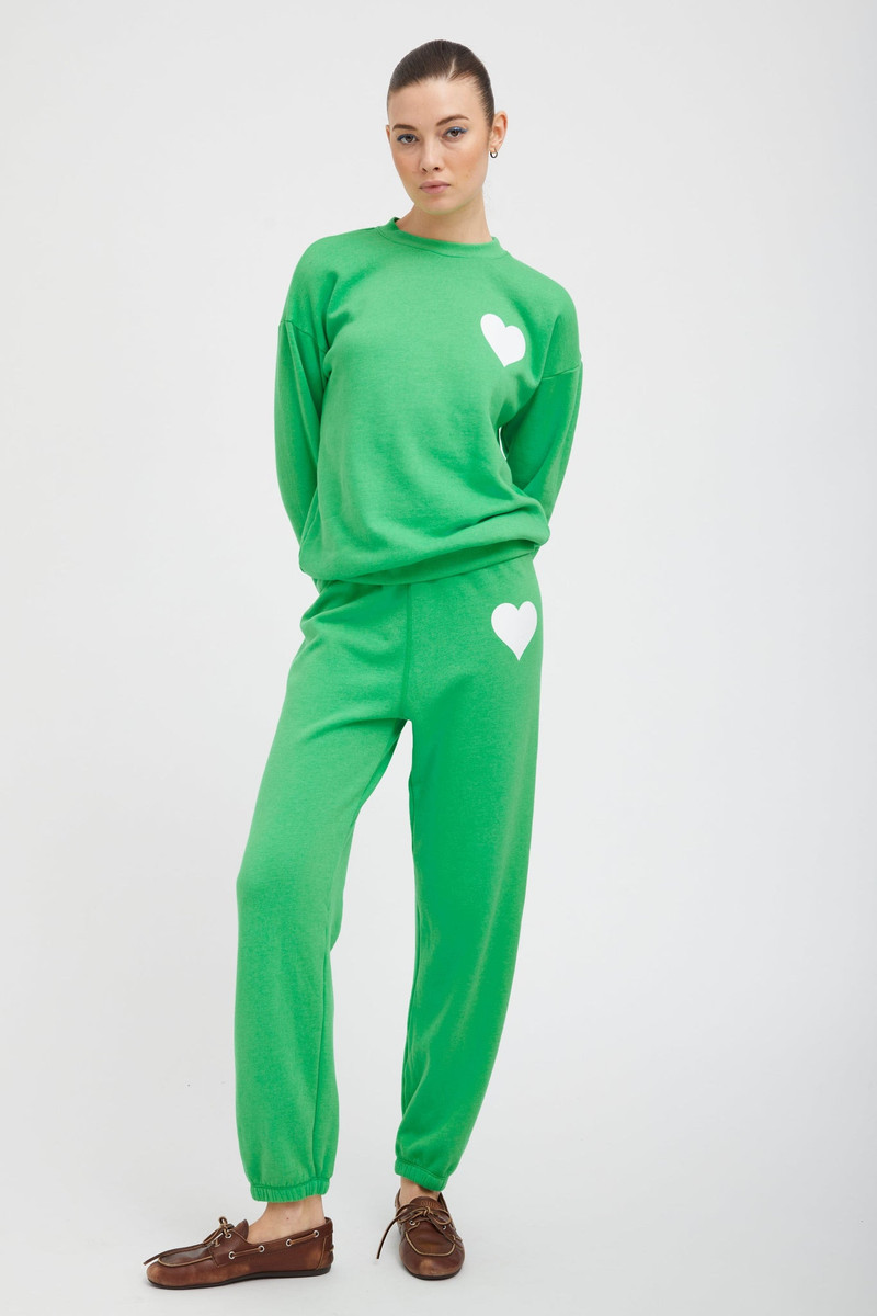 SPRWMN BRIGHT GREEN HEART SWEATPANTS outlook