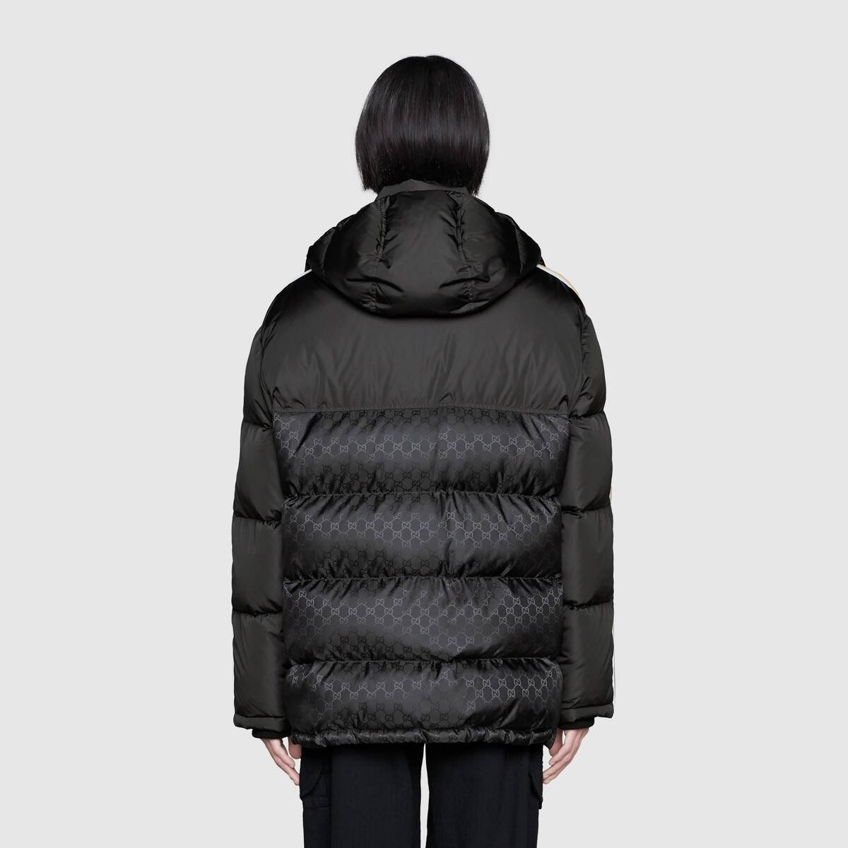 GG jacquard nylon quilted coat - 4