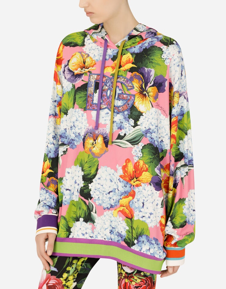 Floral-print cady hoodie - 4