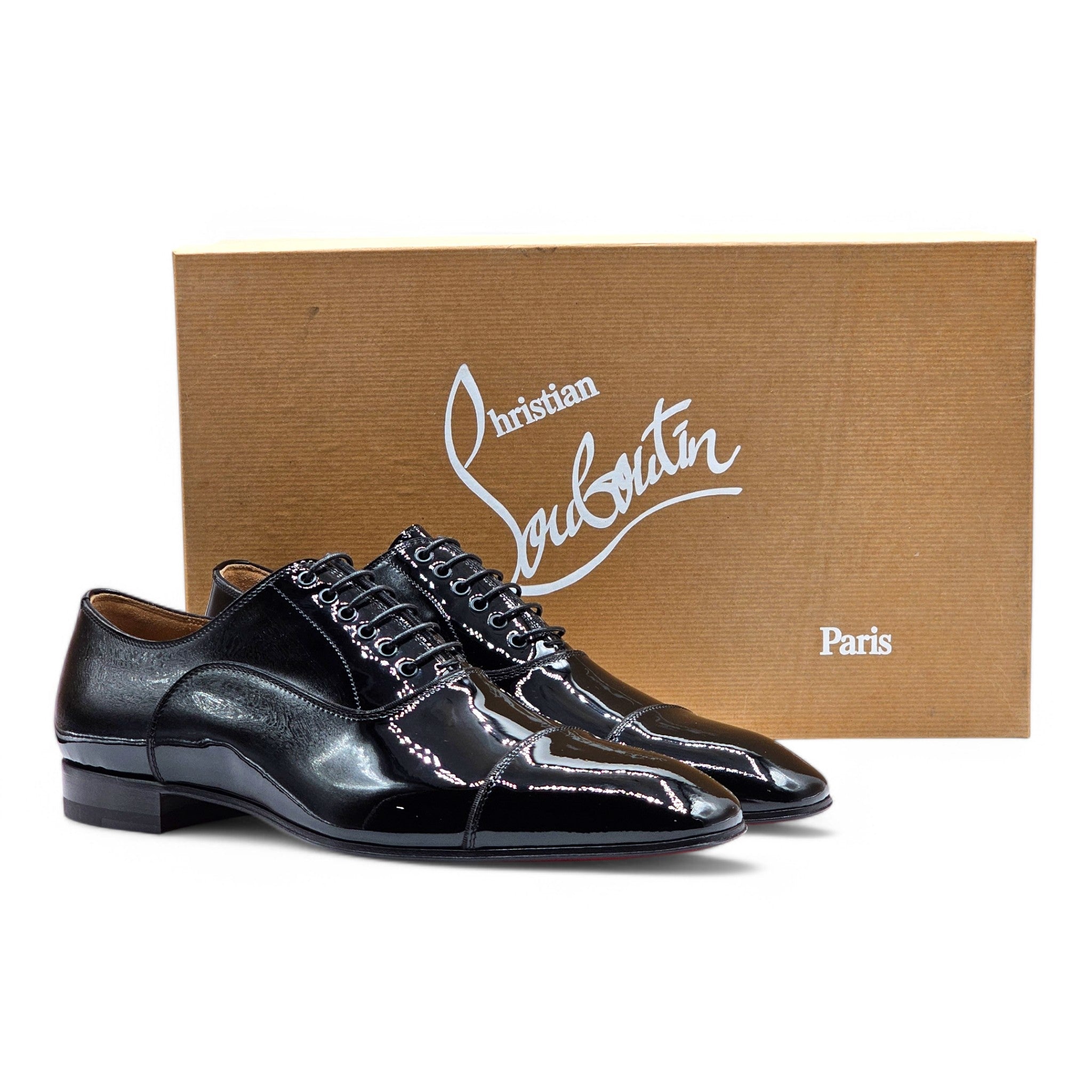 Christian Louboutin Greggo Oxford Tuxedo Shoes - Patent Leather - Black EU 40 / US 7 - 7
