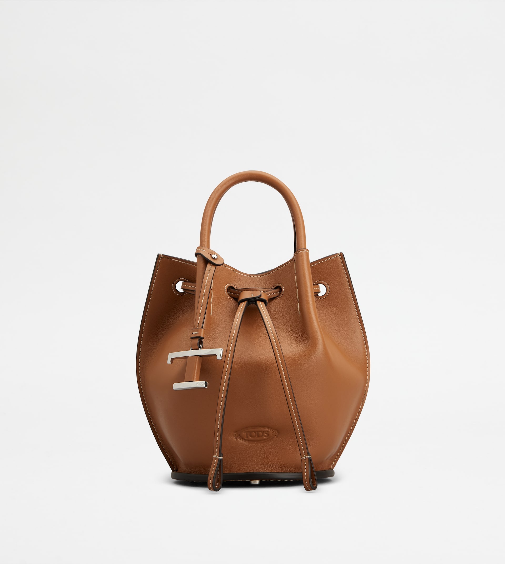 BUCKET BAG IN LEATHER MINI - BROWN - 1