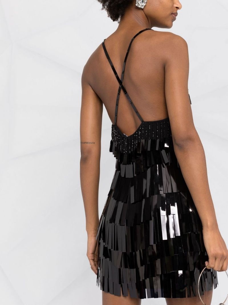 sequin fringe mini dress - 9