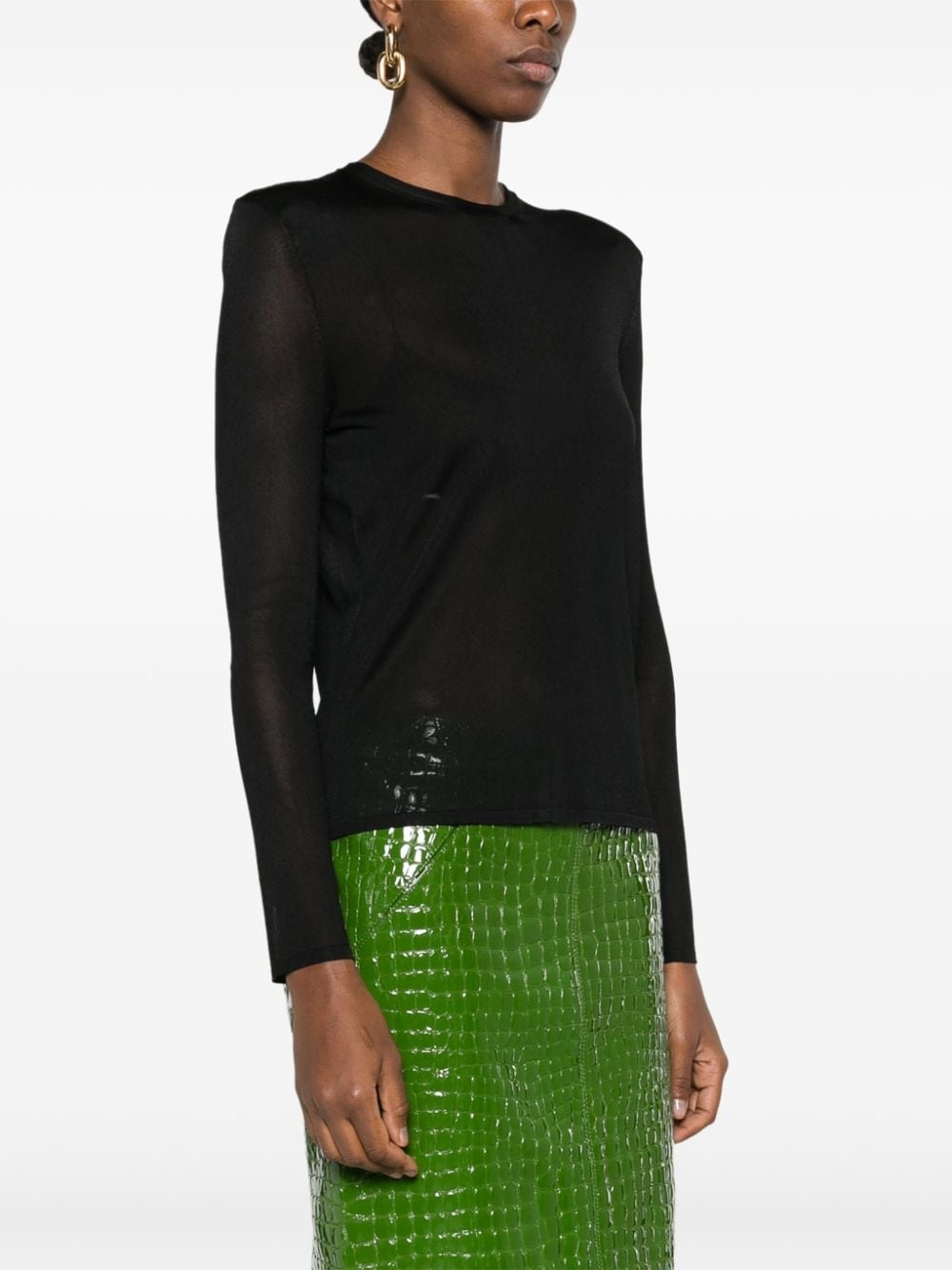 semi-sheer jersey-knit T-shirt - 3