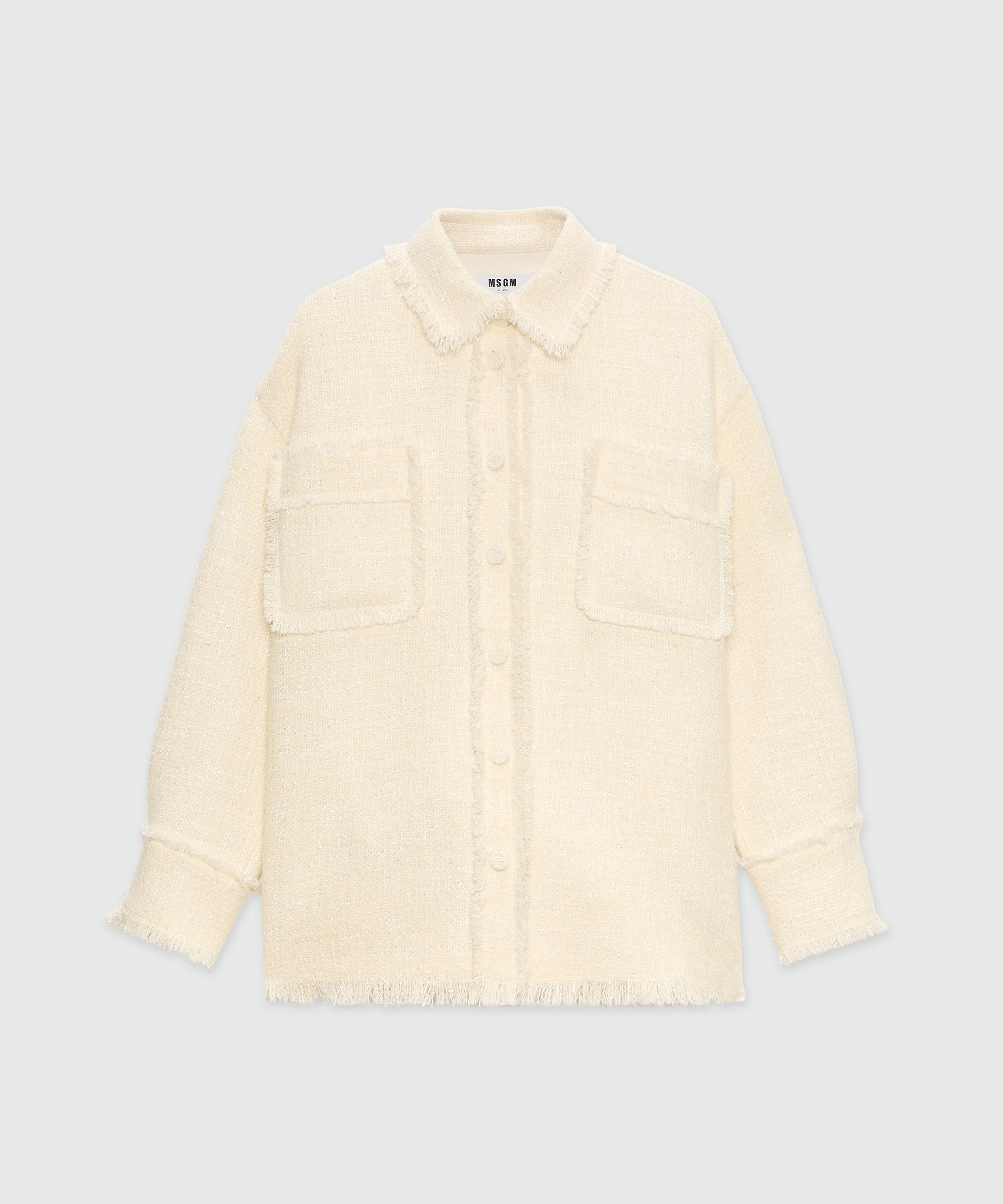 Ivory bouclé shirt with micro sequins - 1