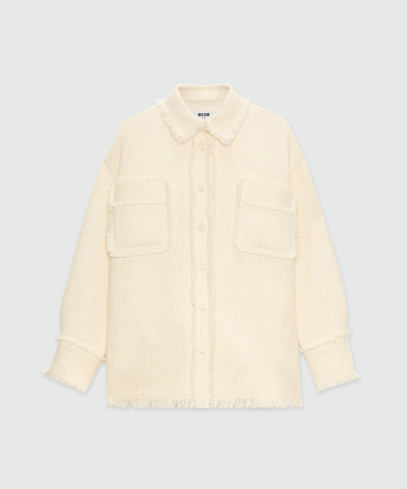 Ivory bouclé shirt with micro sequins 1