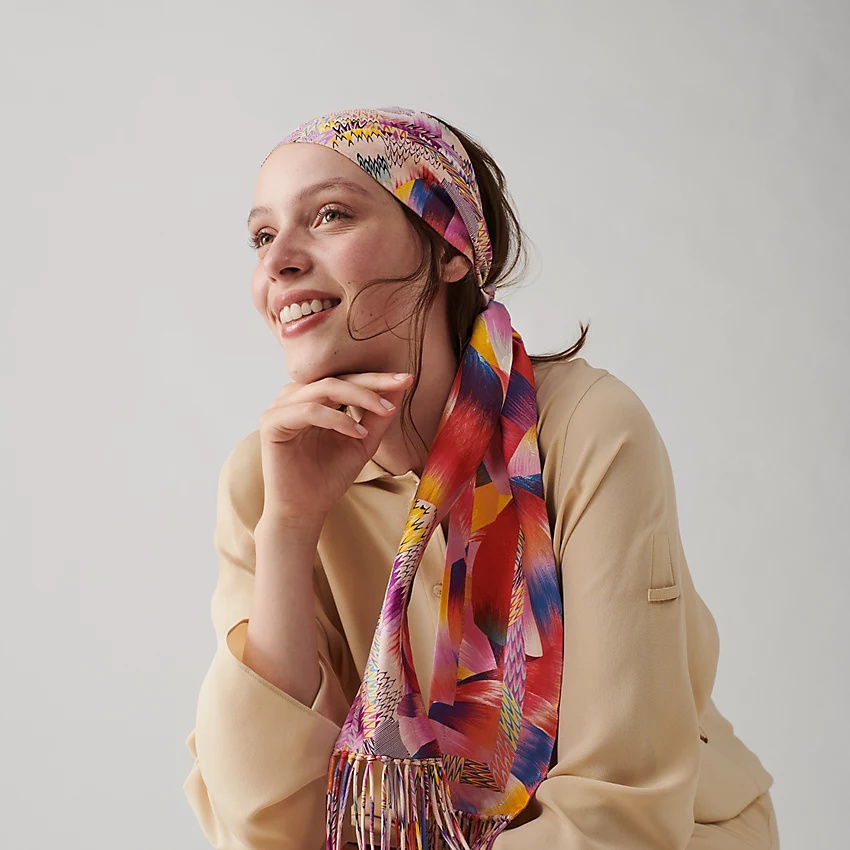 Marble Silk fringed muffler - 1