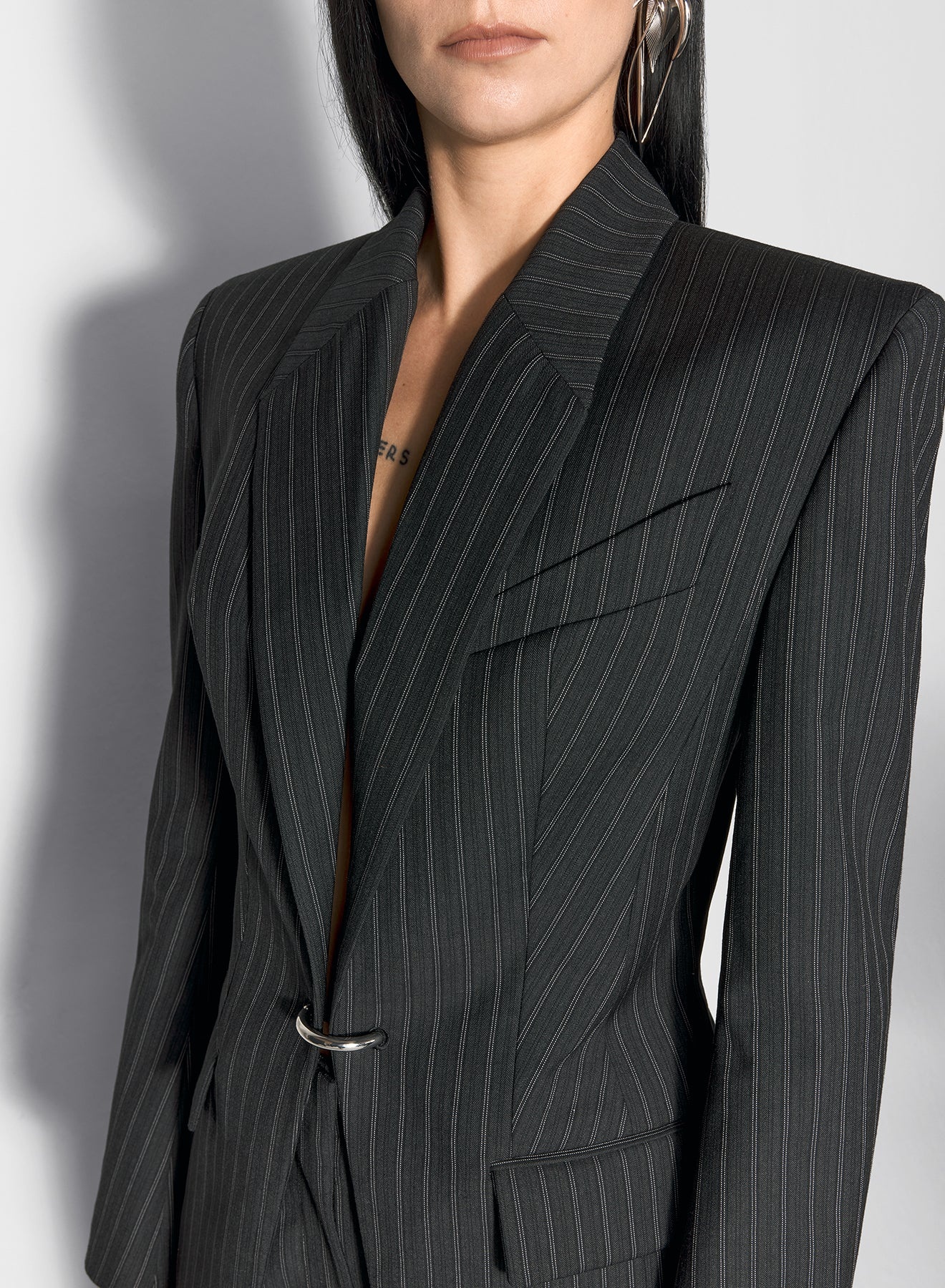 pinstripe pierced tailored jacket - 1