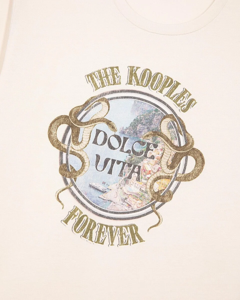 T-SHIRT WITH BEIGE SCREEN PRINT - 1