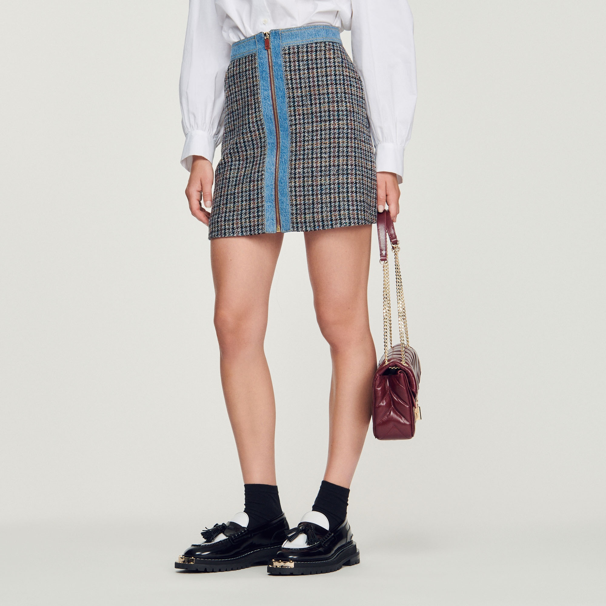 Short tweed and denim skirt - 2