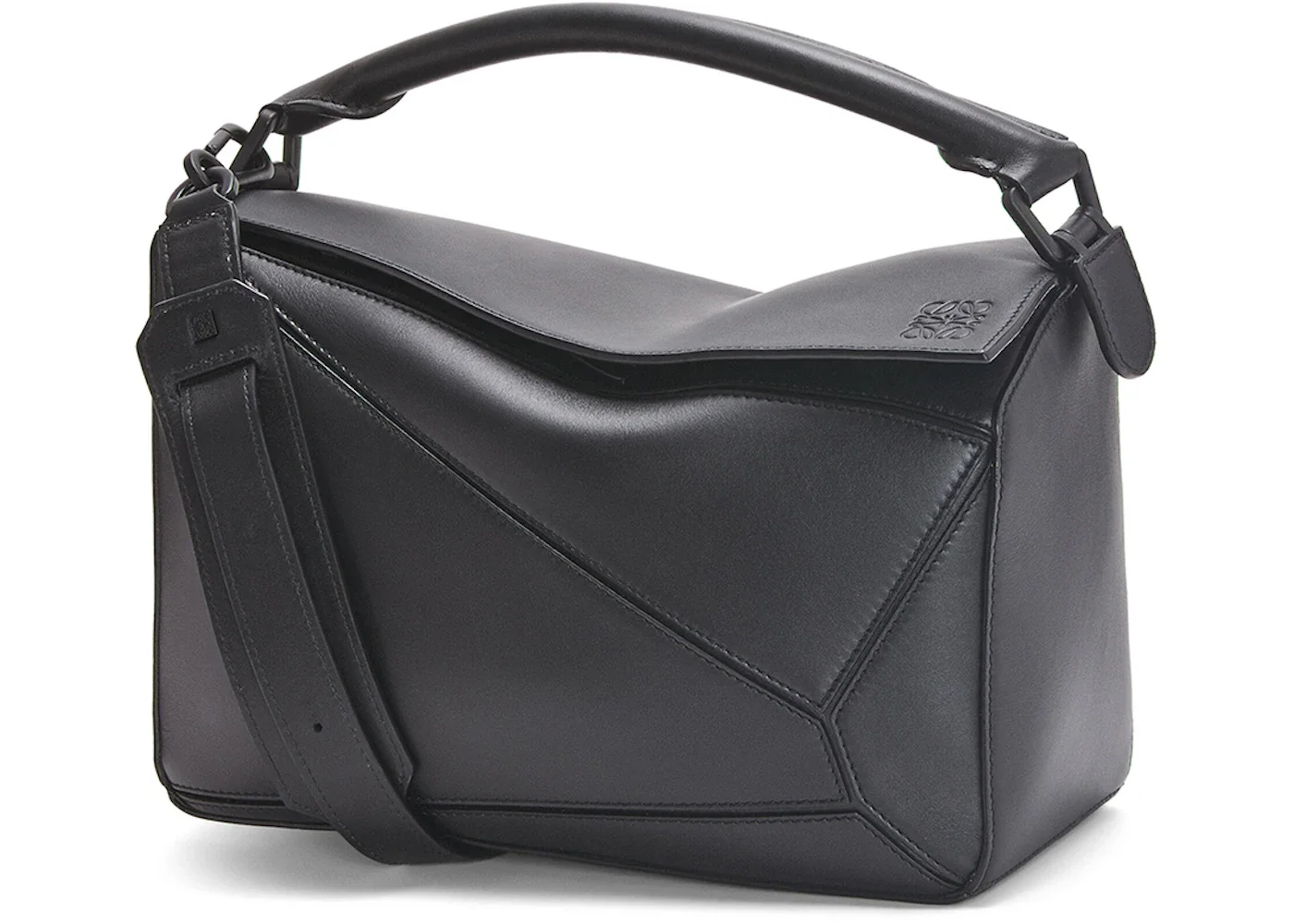LOEWE Puzzle Bag In Satin Calfskin Black - 1