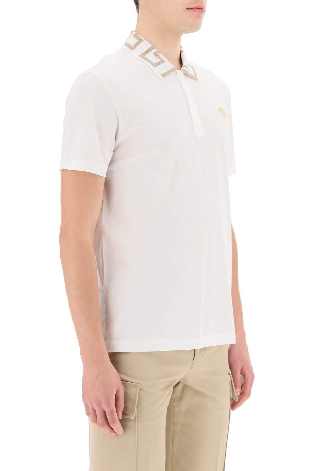 VERSACE TAYLOR FIT POLO SHIRT WITH GRECA COLLAR - 3