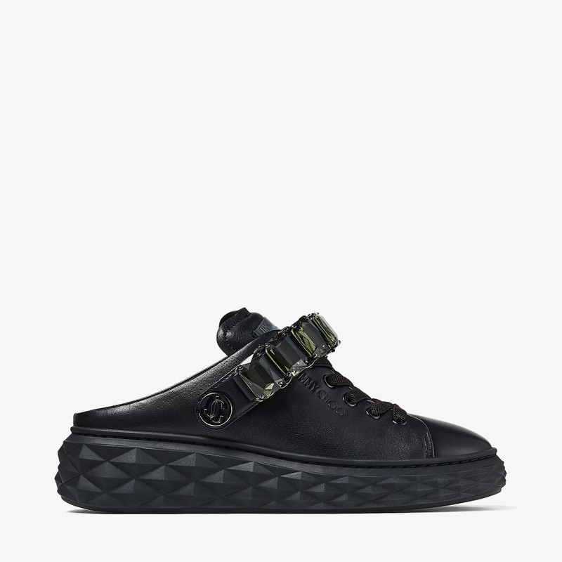 JIMMY CHOO Diamond Maxi Crystal
Black Nappa Leather Slipper Trainers with Crystal Strap outlook