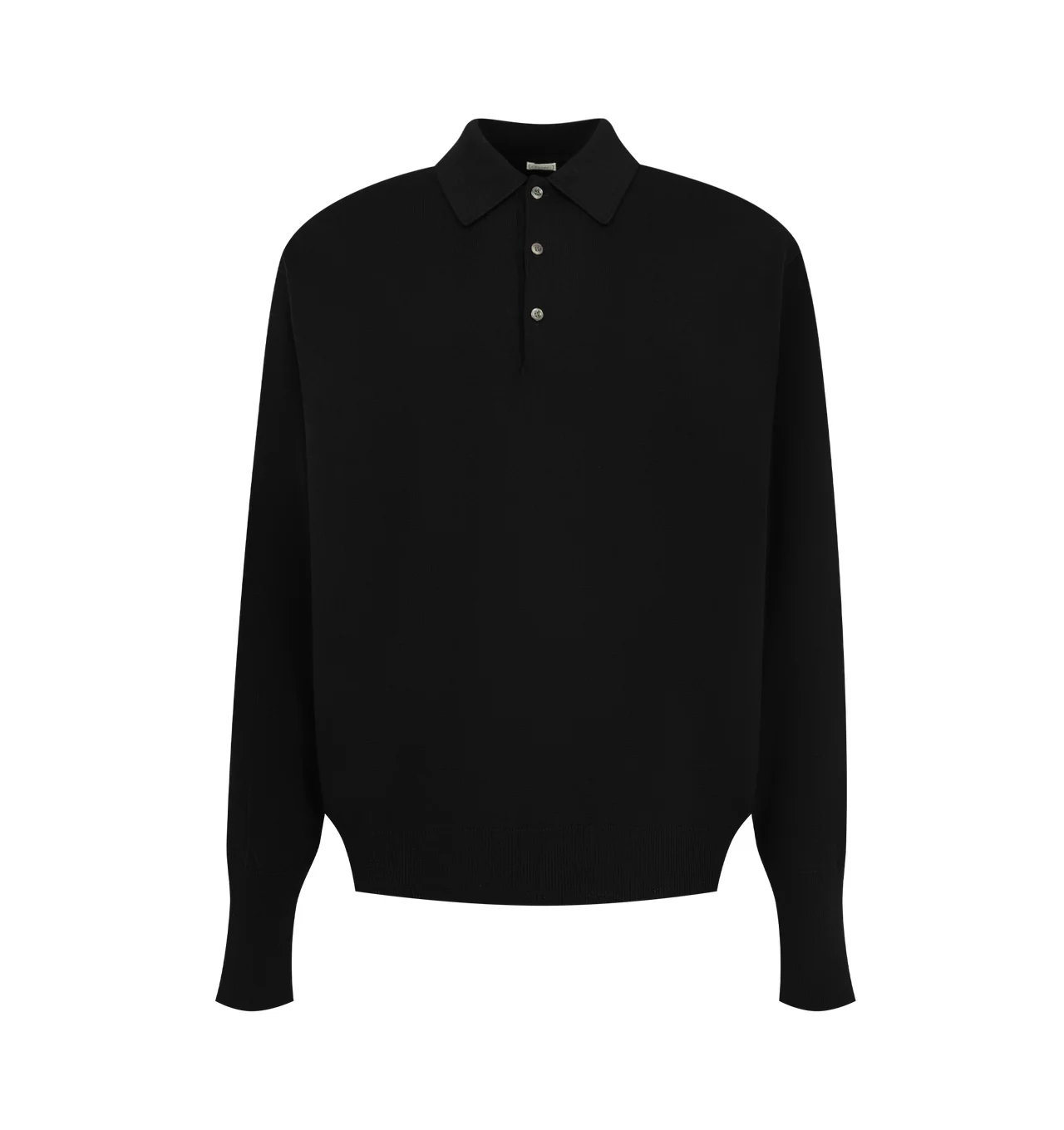 WOOL KNIT LONG-SLEEVE POLO SHIRT - 1