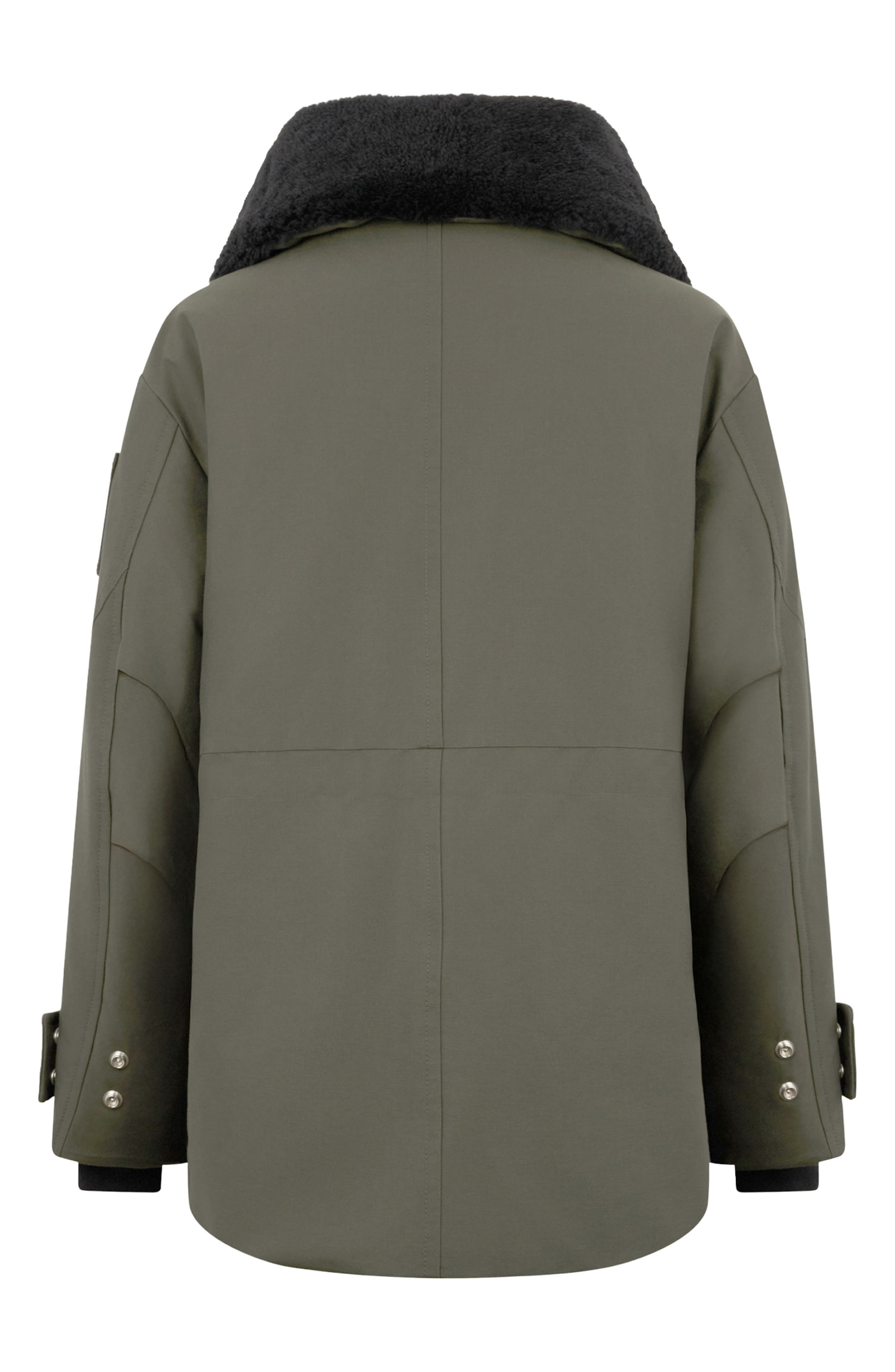 Moose Knuckles Aurora Water Repellent Genuine Shearling Lined 800 Fill Power Down Jacket in Dark Oli - 6