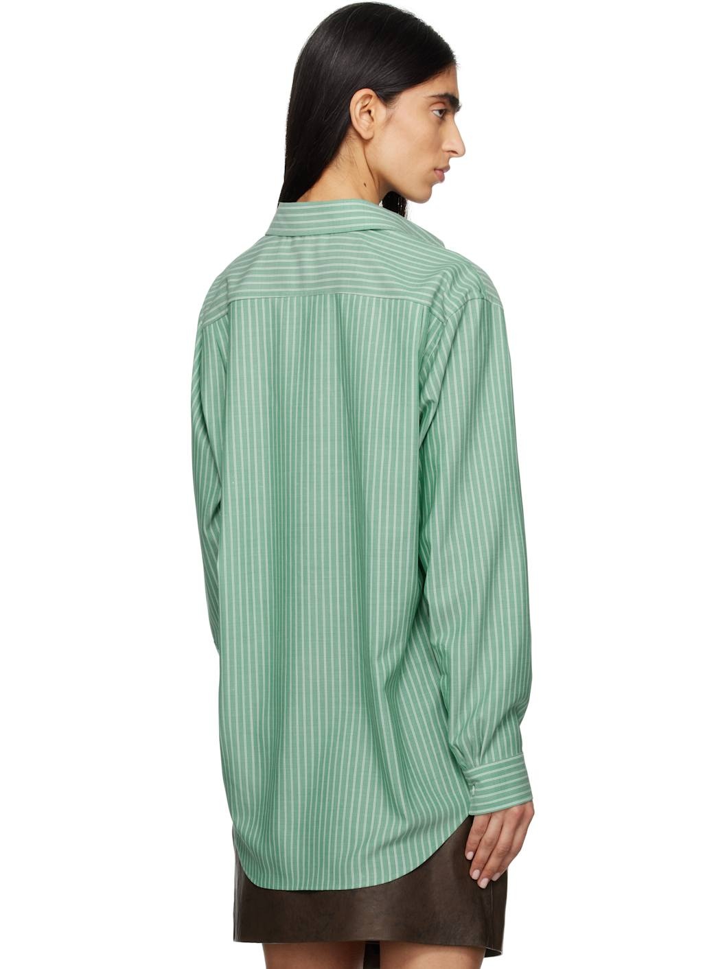 Green Super Fine Wool Stripe Shirt - 3