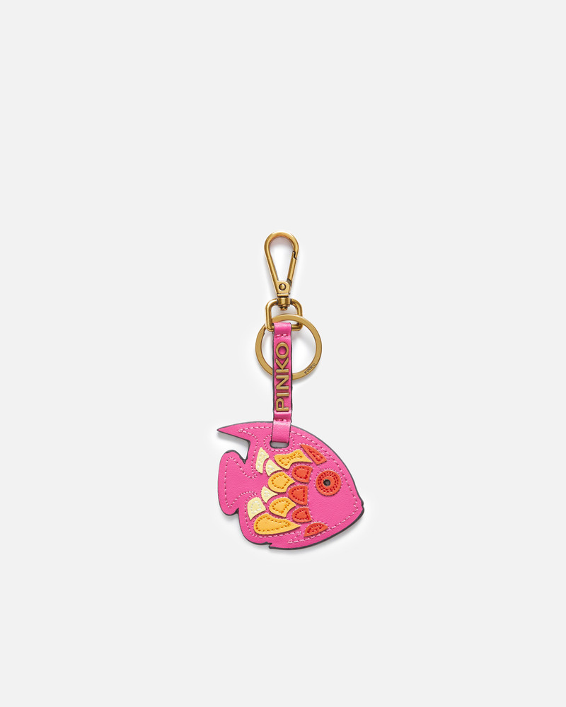 FAUX LEATHER FUCHSIA FISH CHARM 1