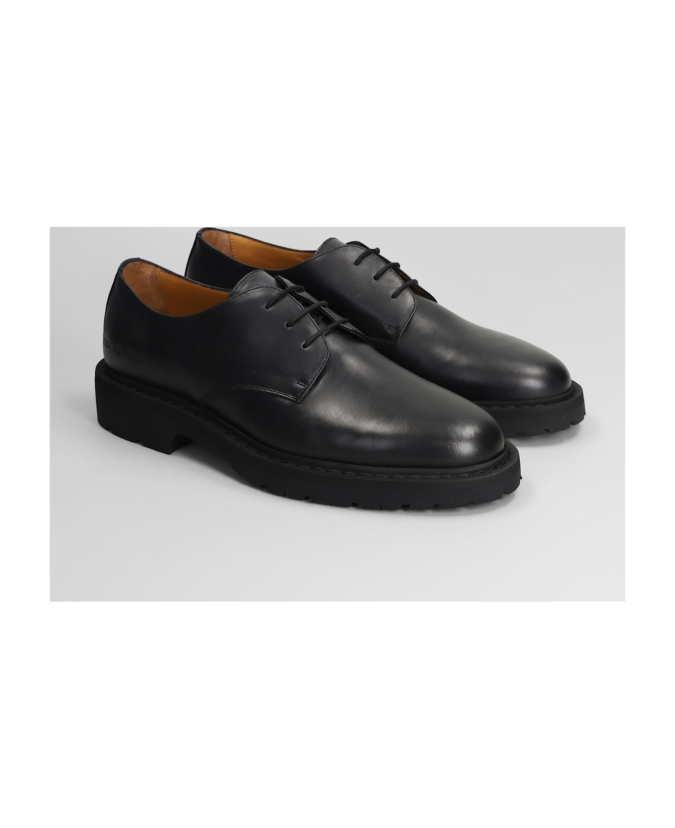 Derby Lace Up Shoes In Black Leather - 2