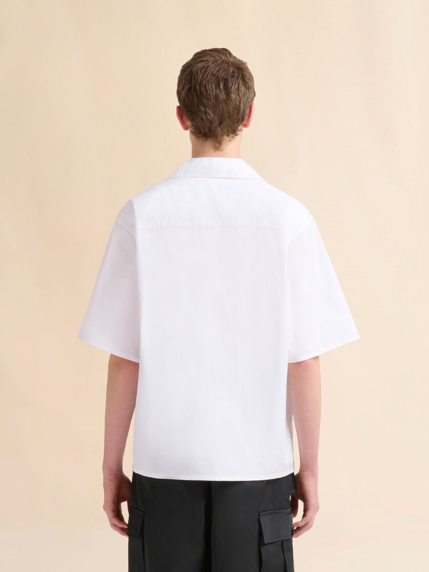 WHITE POPLIN BOWLING SHIRT WITH DANTE PATCH - 3