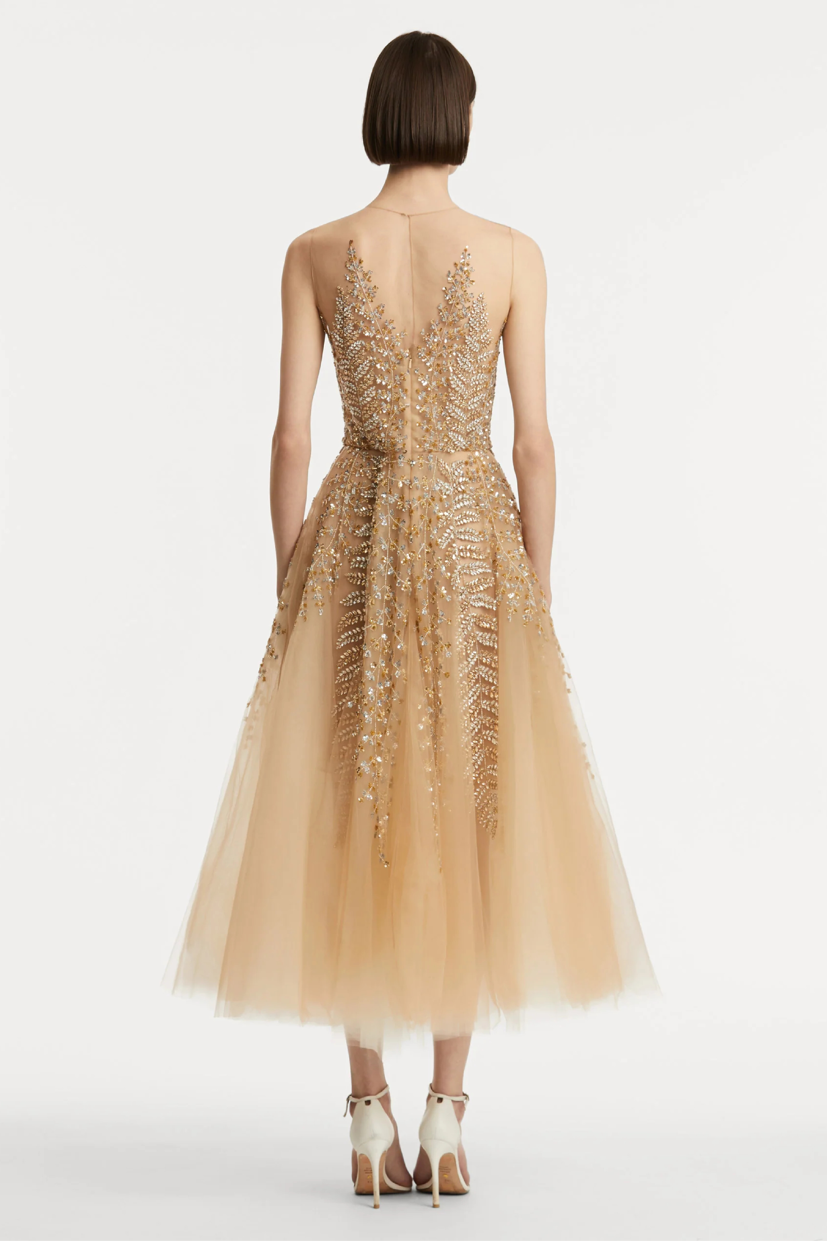 FERN EMBROIDERED ILLUSION COCKTAIL DRESS - 3
