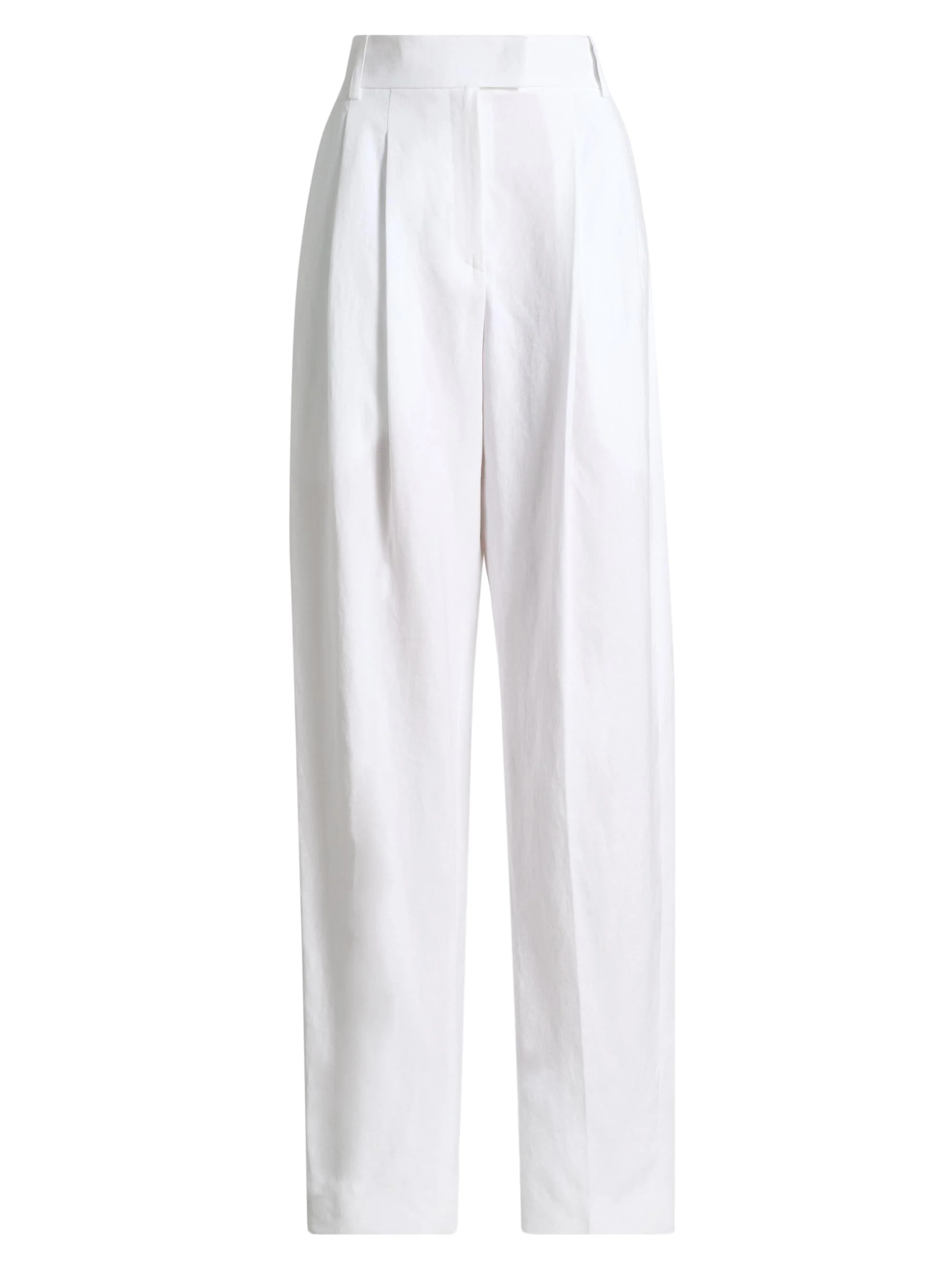Women's Pleated Linen Trousers - Optic White - 1
