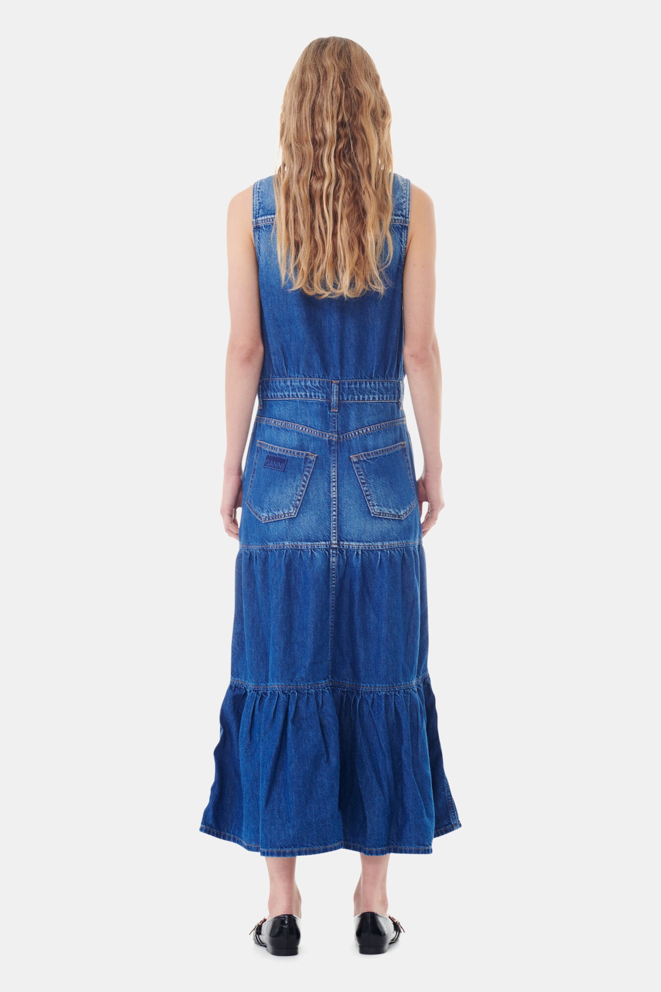 BLUE DENIM LONG DRESS - 5
