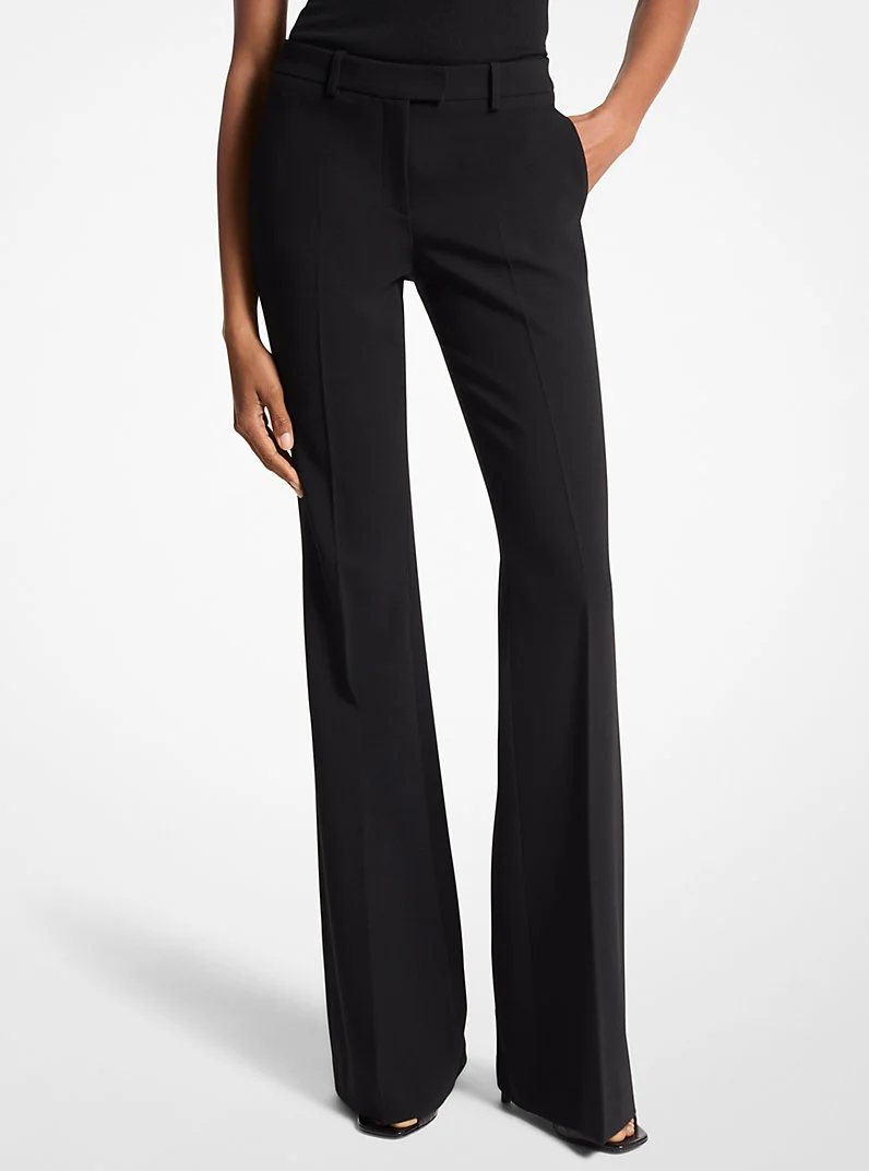 Haylee Stretch Pebble Crepe Flared Trousers - 1
