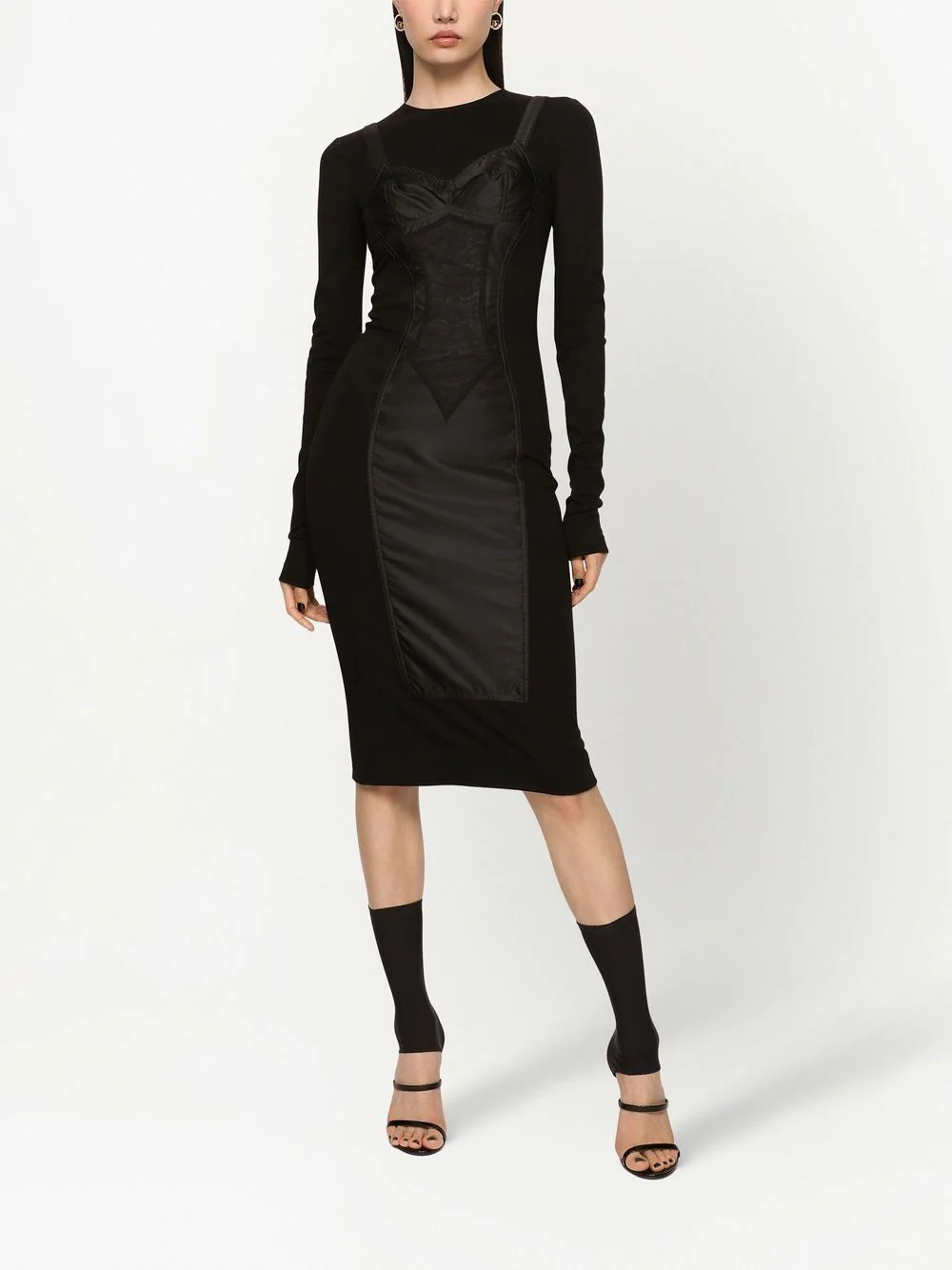 trompe l'oeil-detailed sheath dress - 3