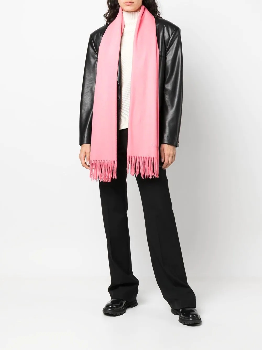 tasselled logo-embroidered scarf - 2