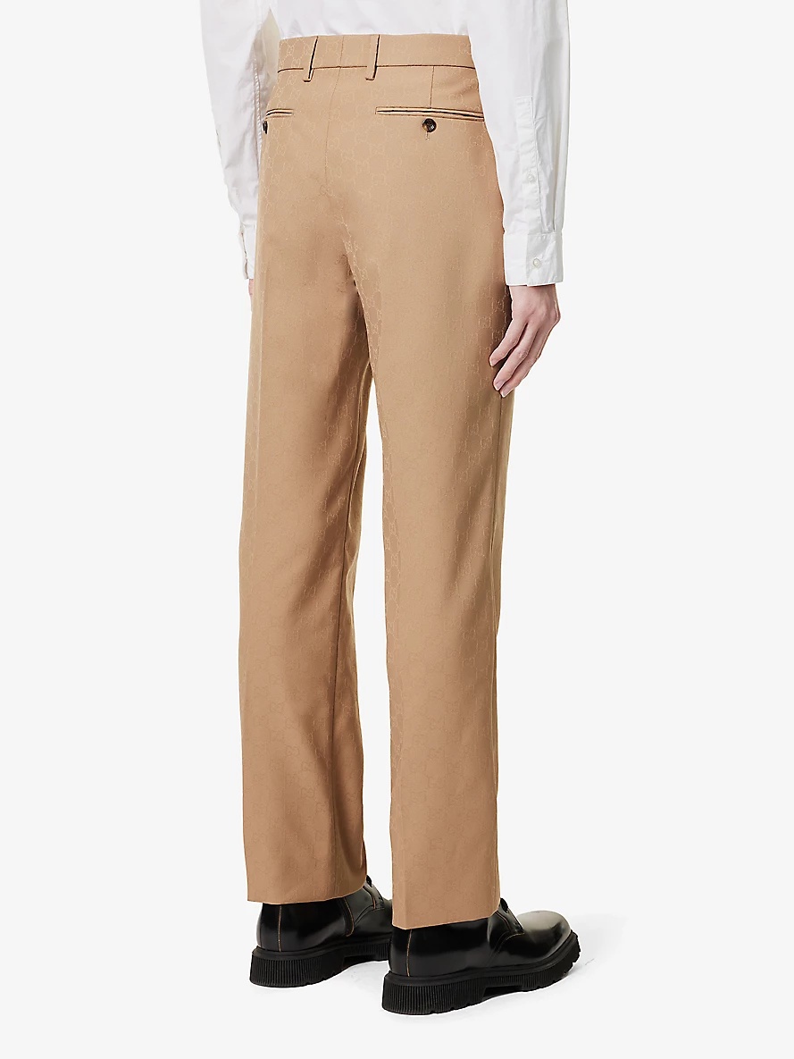 Monogram-embellished tapered-leg woven trousers - 4