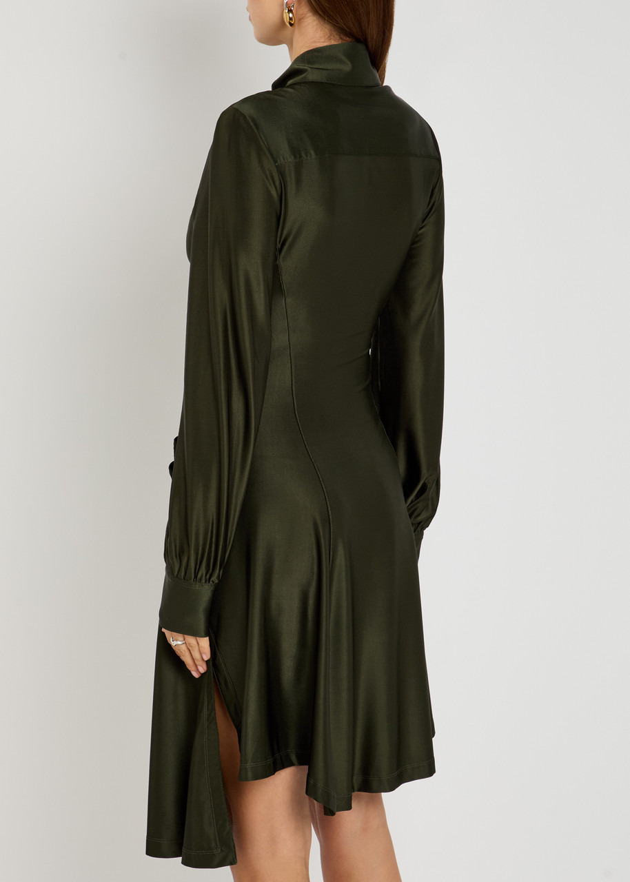 Rabanne Gathered Satin-jersey Shirt Dress - 3