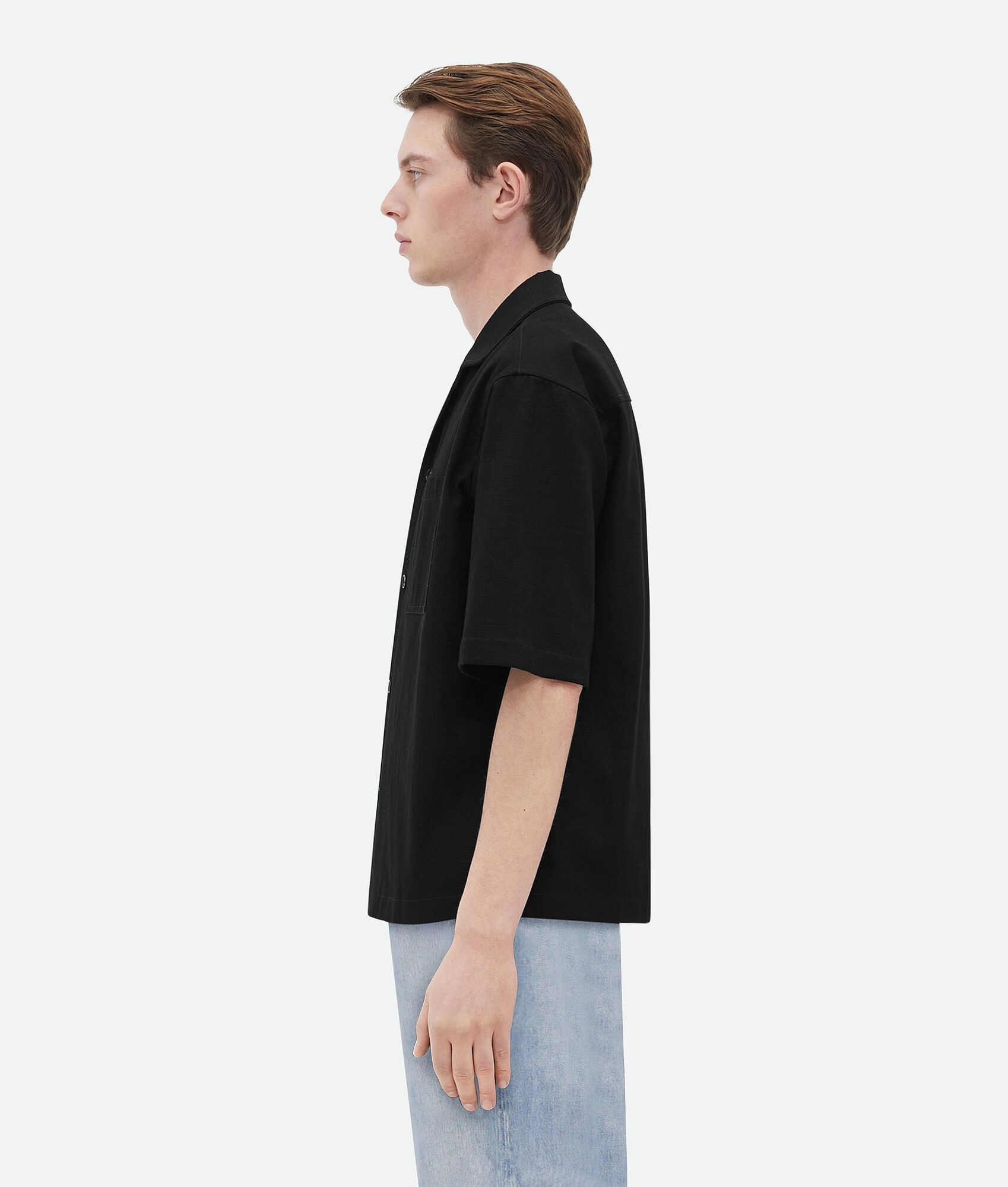 Relaxed Fit Short-Sleeved Textured Cotton Shirt - 2