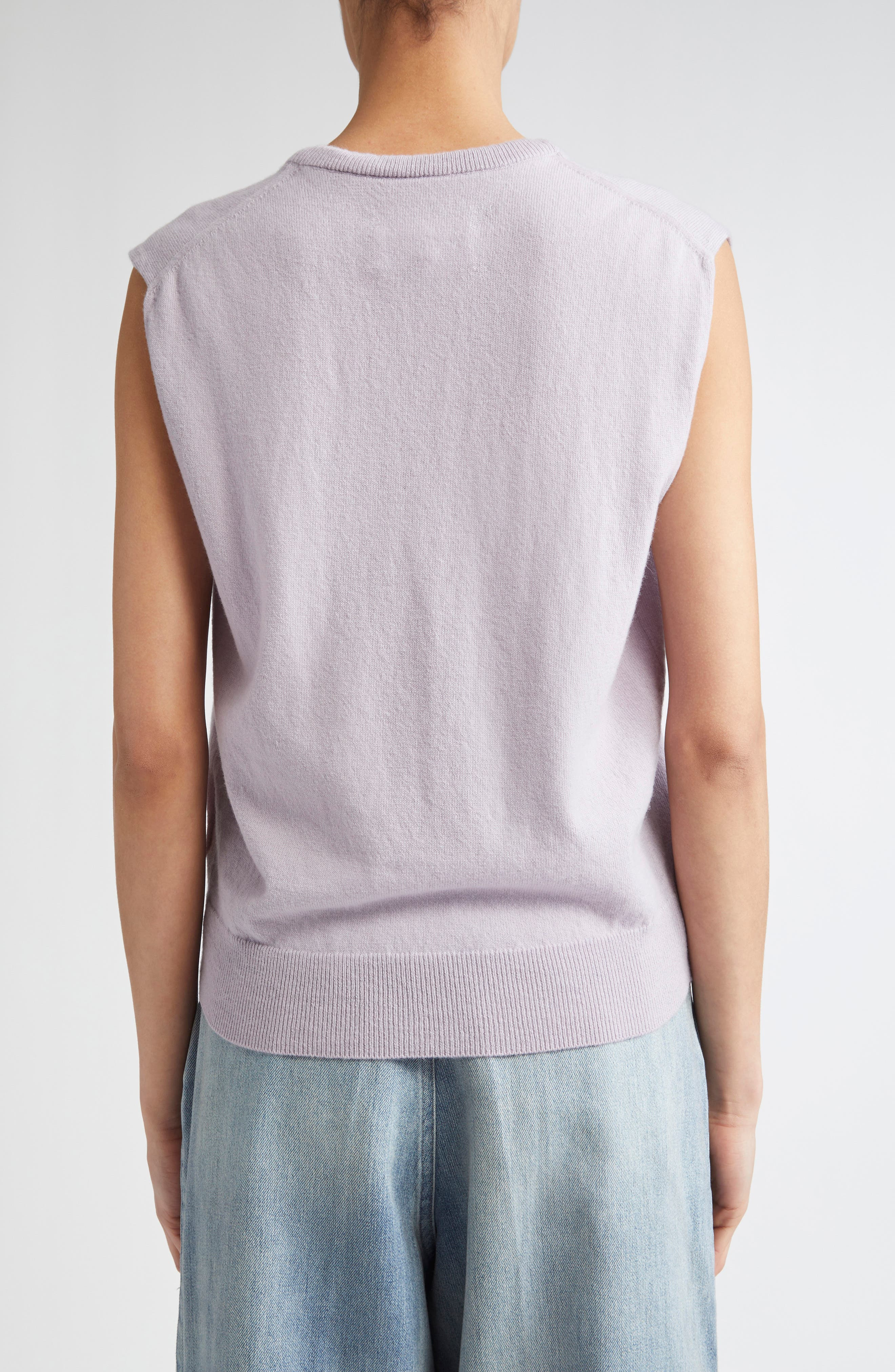 Maison Margiela Virgin Wool V-Neck Sweater Vest in Lilac at Nordstrom - 3