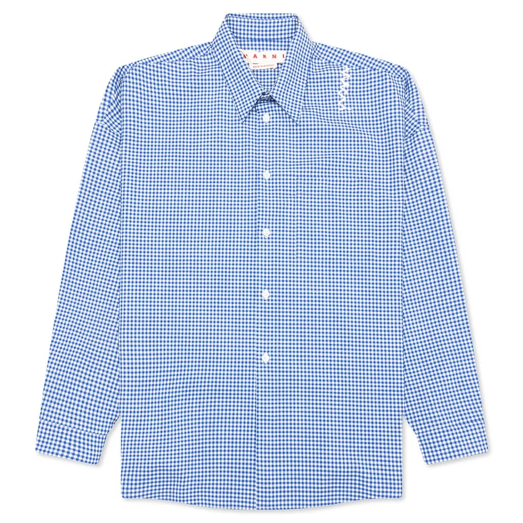 CHECKED WOOL SHIRT - BLUE/WHITE - 1