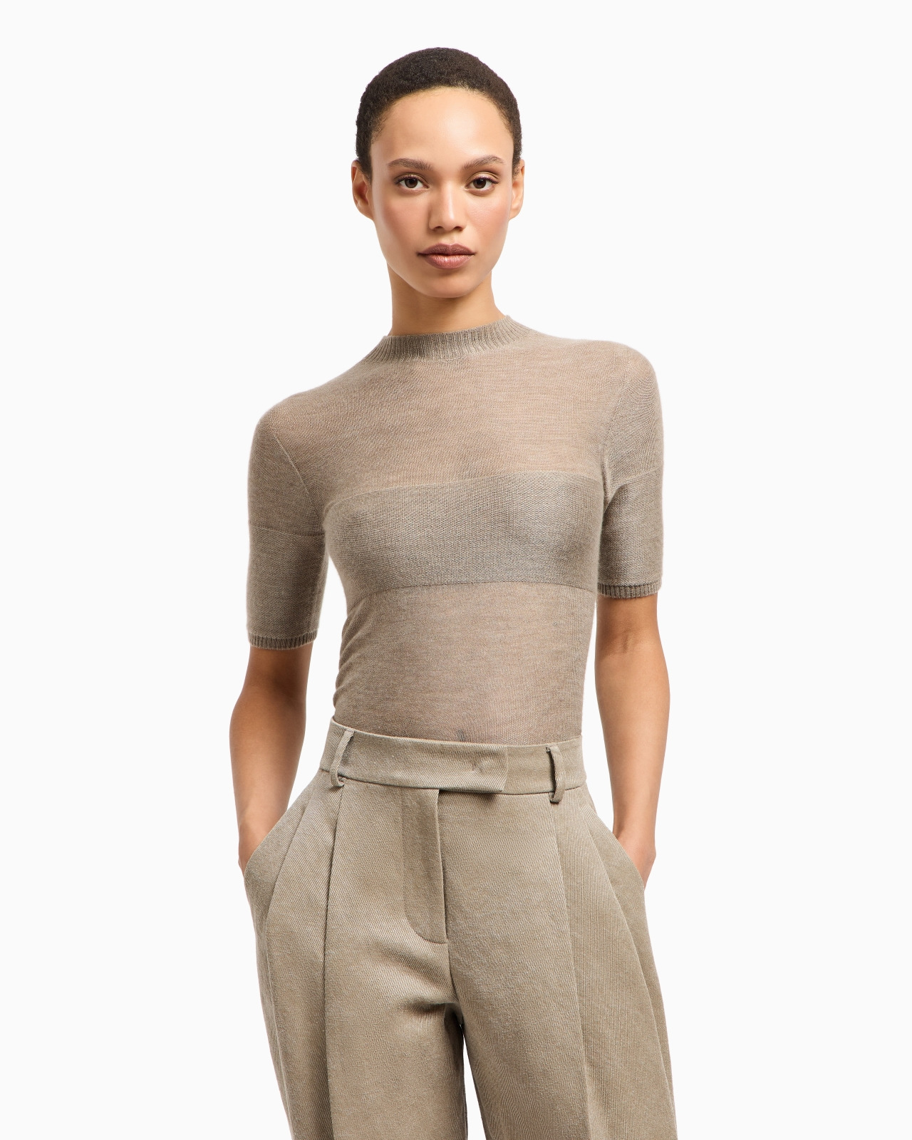 SHORT-SLEEVED CASHMERE AND SILK JUMPER - 4