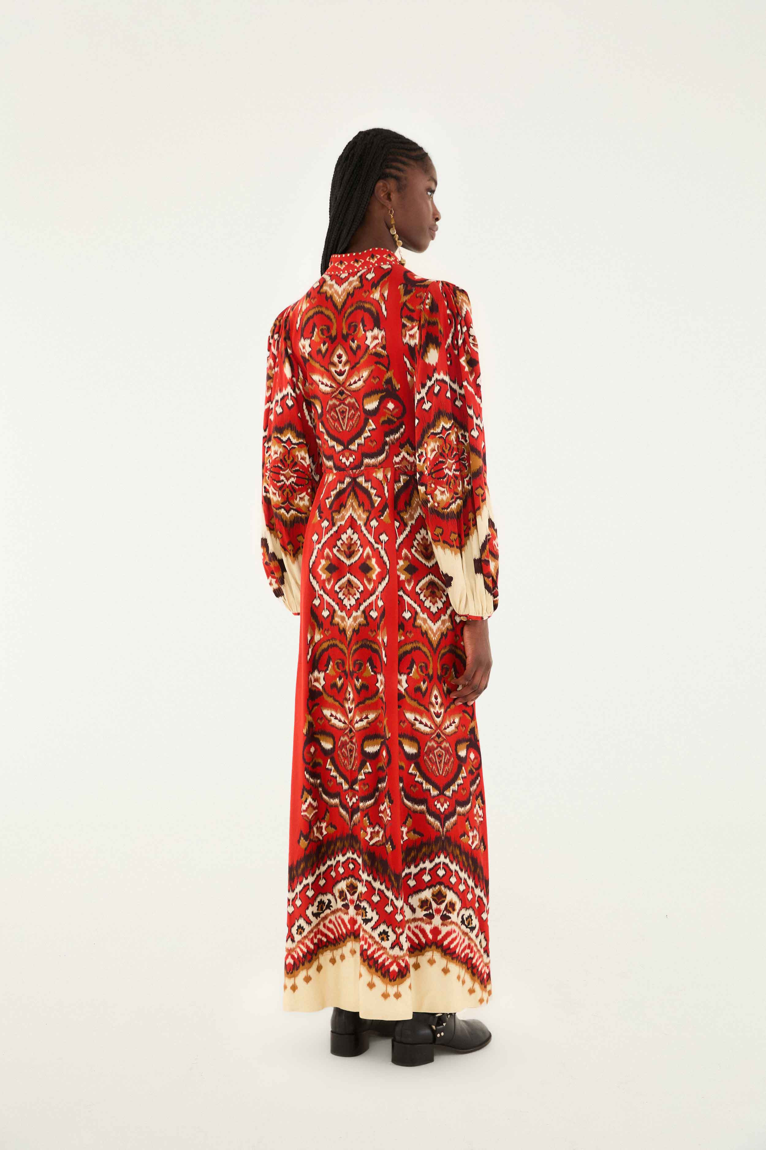 Cream Ainika Pineapple Ikat Maxi Dress - 4