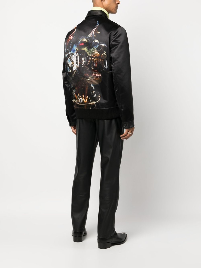 PHILIPP PLEIN satin-finish graphic-print bomber jacket outlook