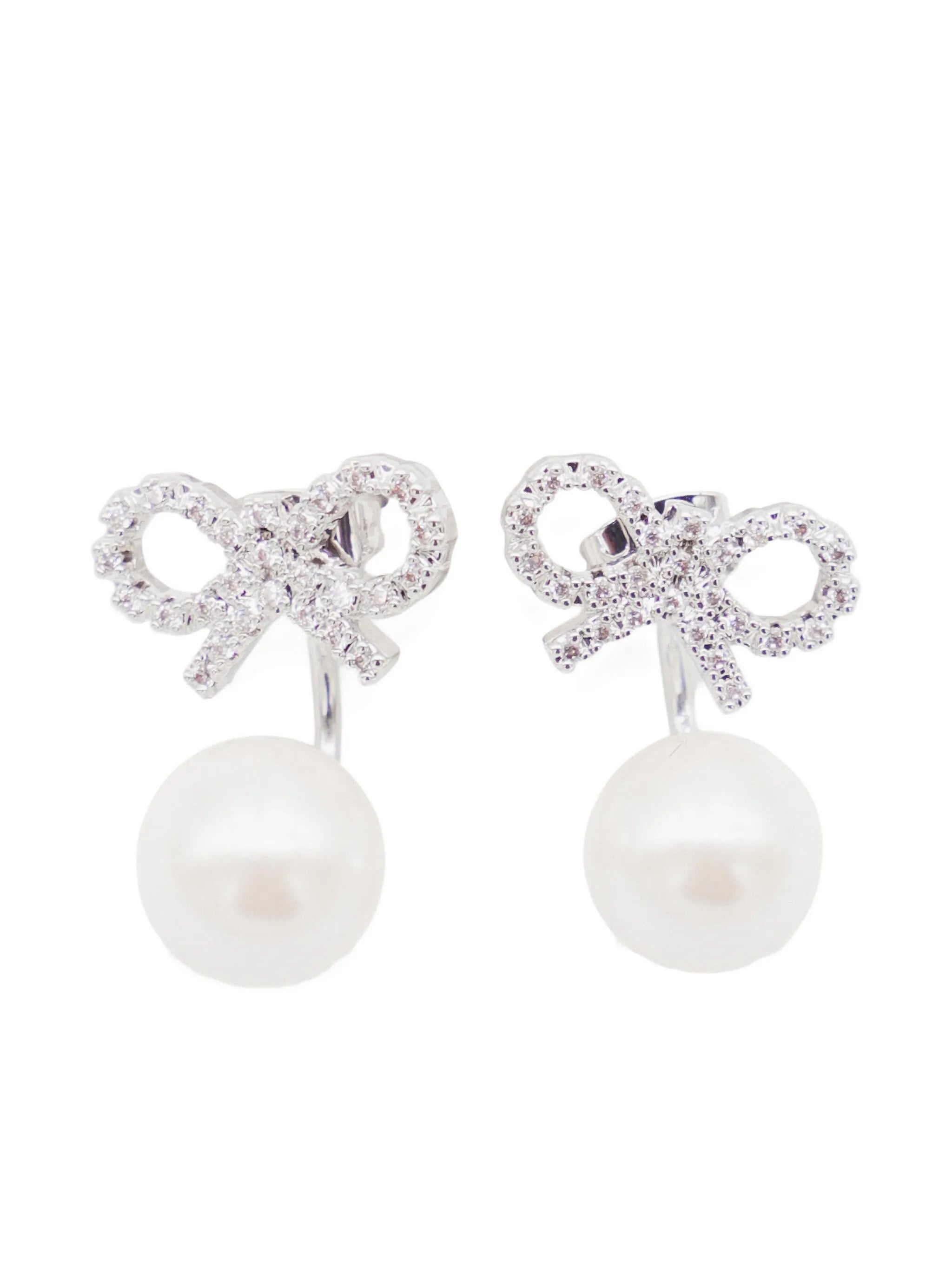 Crystal Bow Drop Earrings - 1