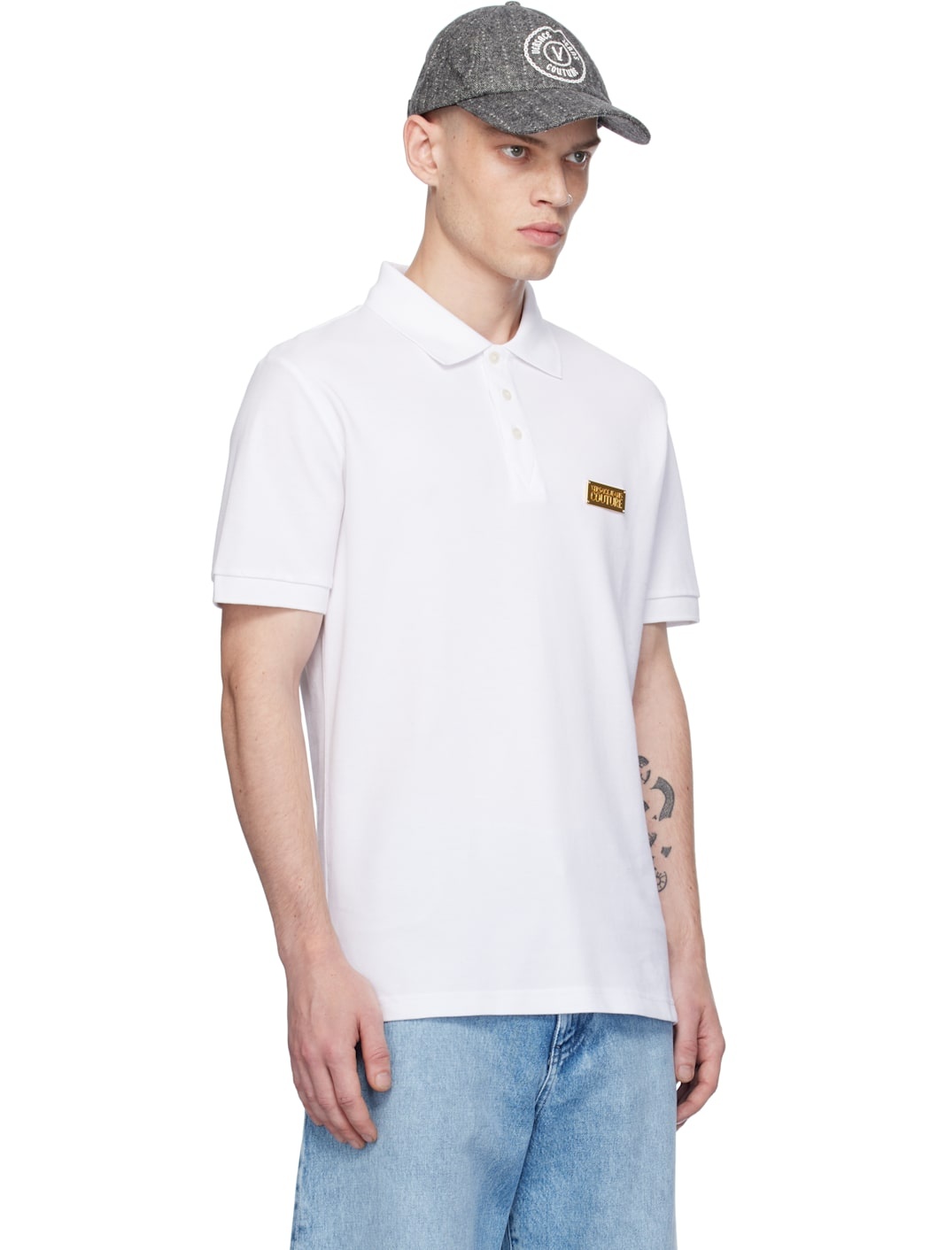 White Logo Slim-Fit Polo - 2