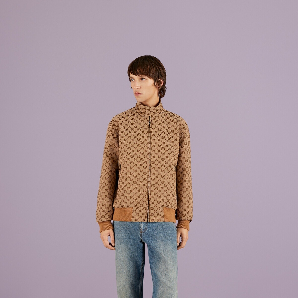 Leather and GG canvas reversible jacket - 5