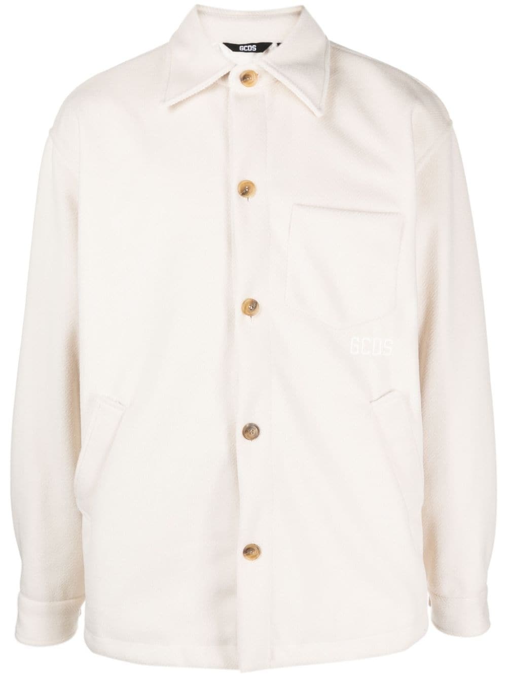 logo-embroidered button-up jacket - 1