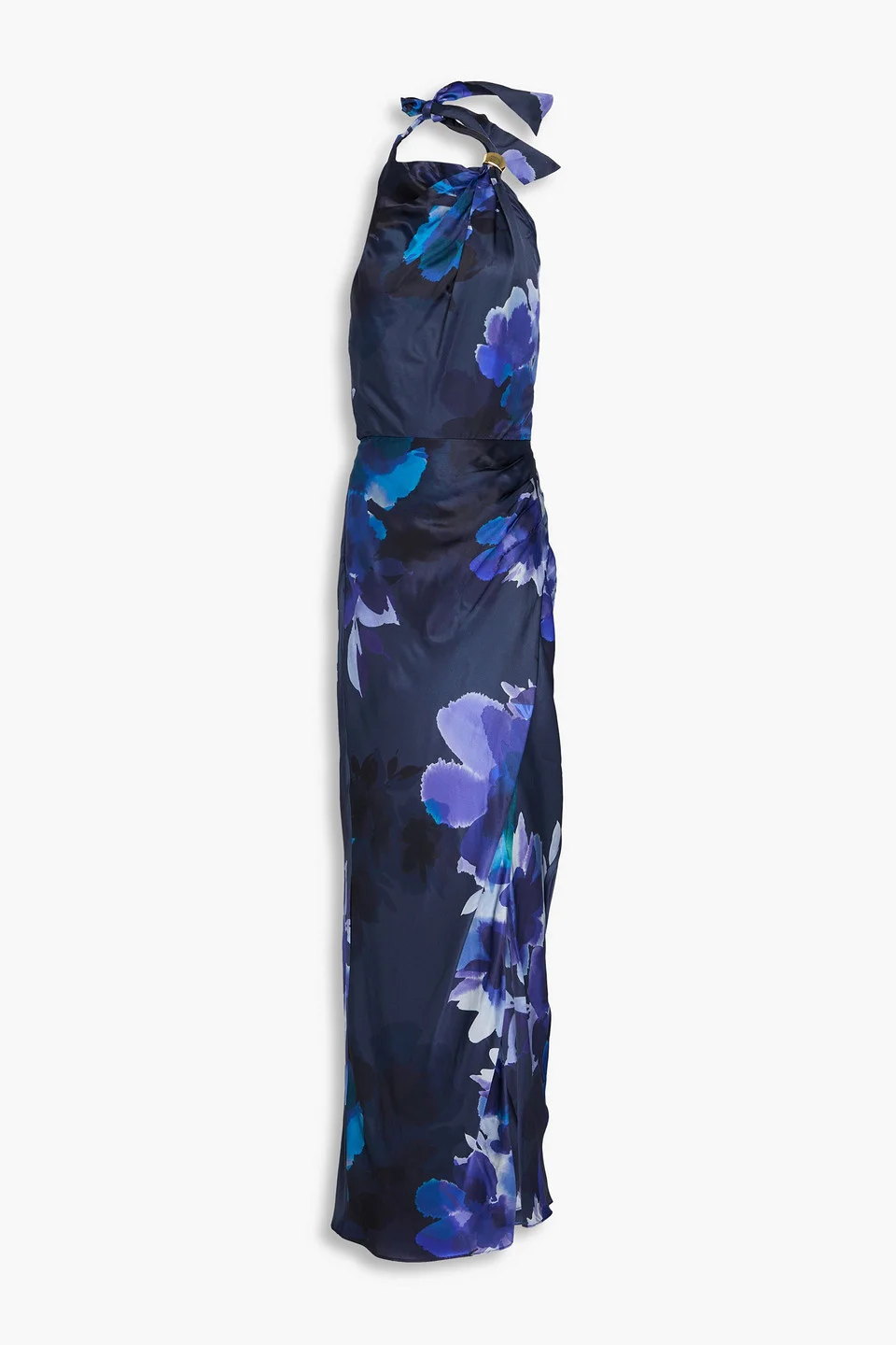 Printed satin halterneck maxi dress - 1