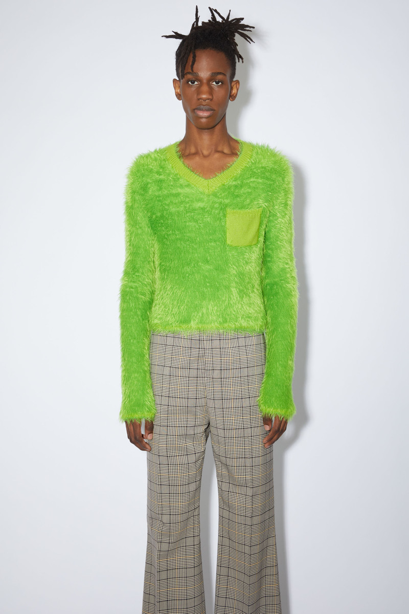 Acne Studios Fluffy v-neck jumper - Apple green outlook