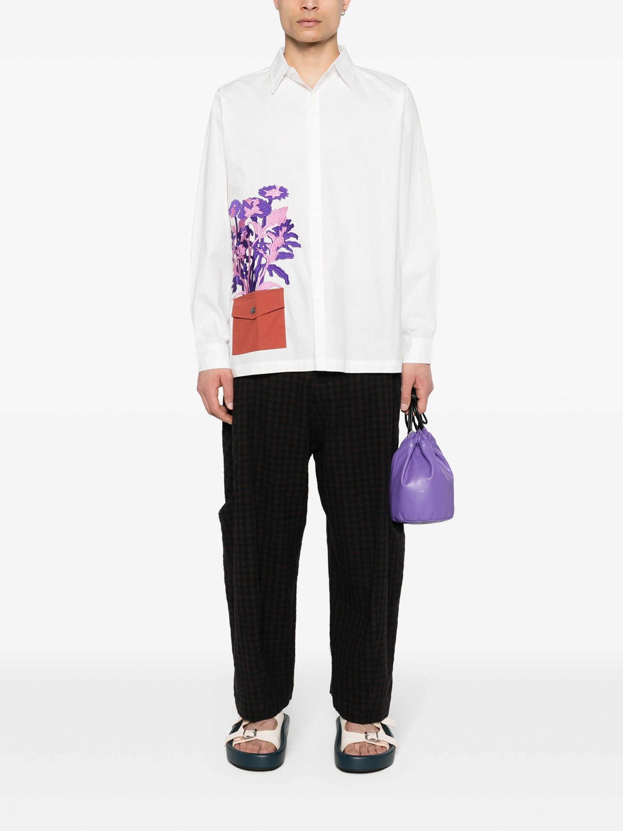 floral-vase embroidered shirt - 2