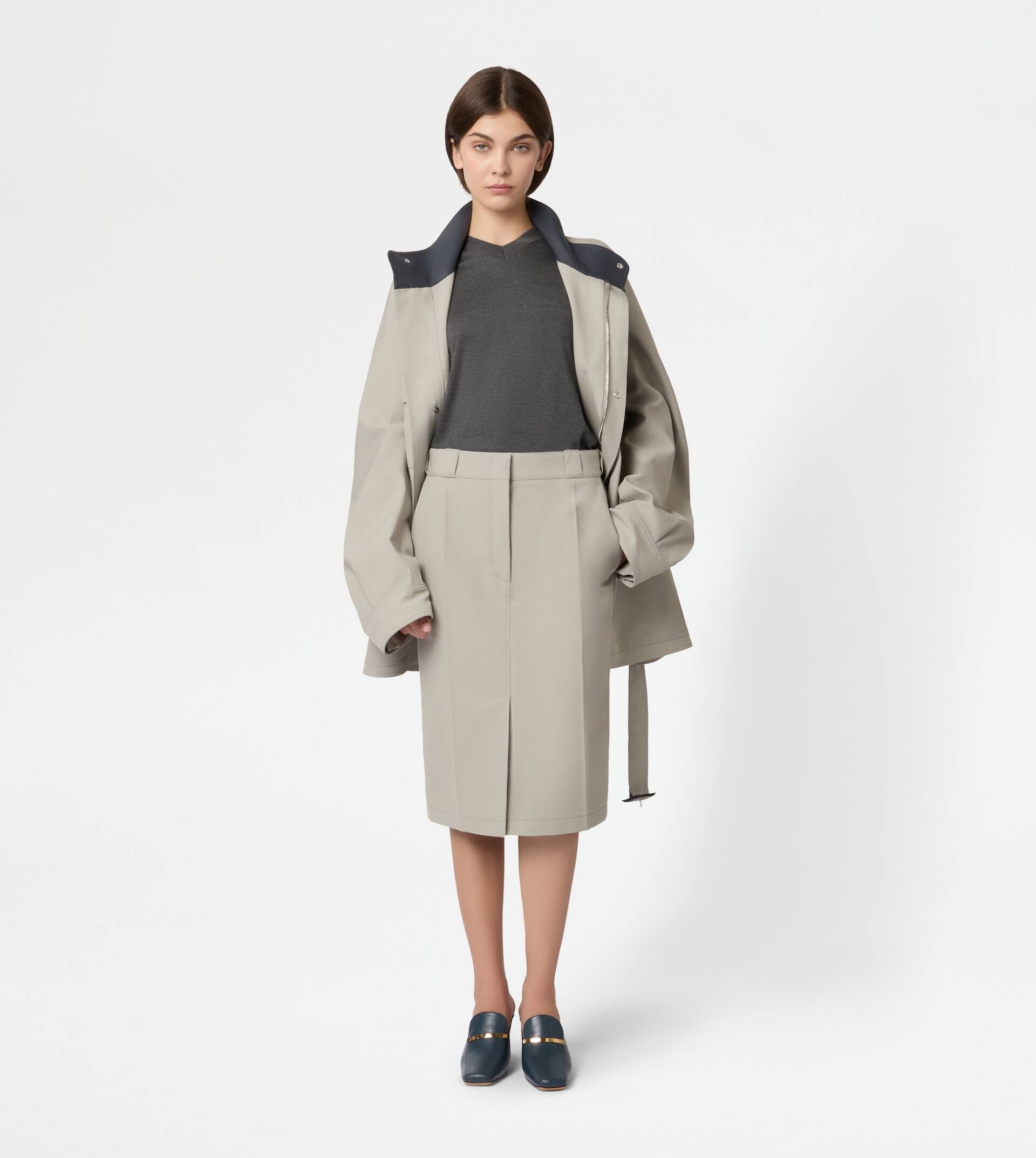 SKIRT IN COTTON - GREY - 2