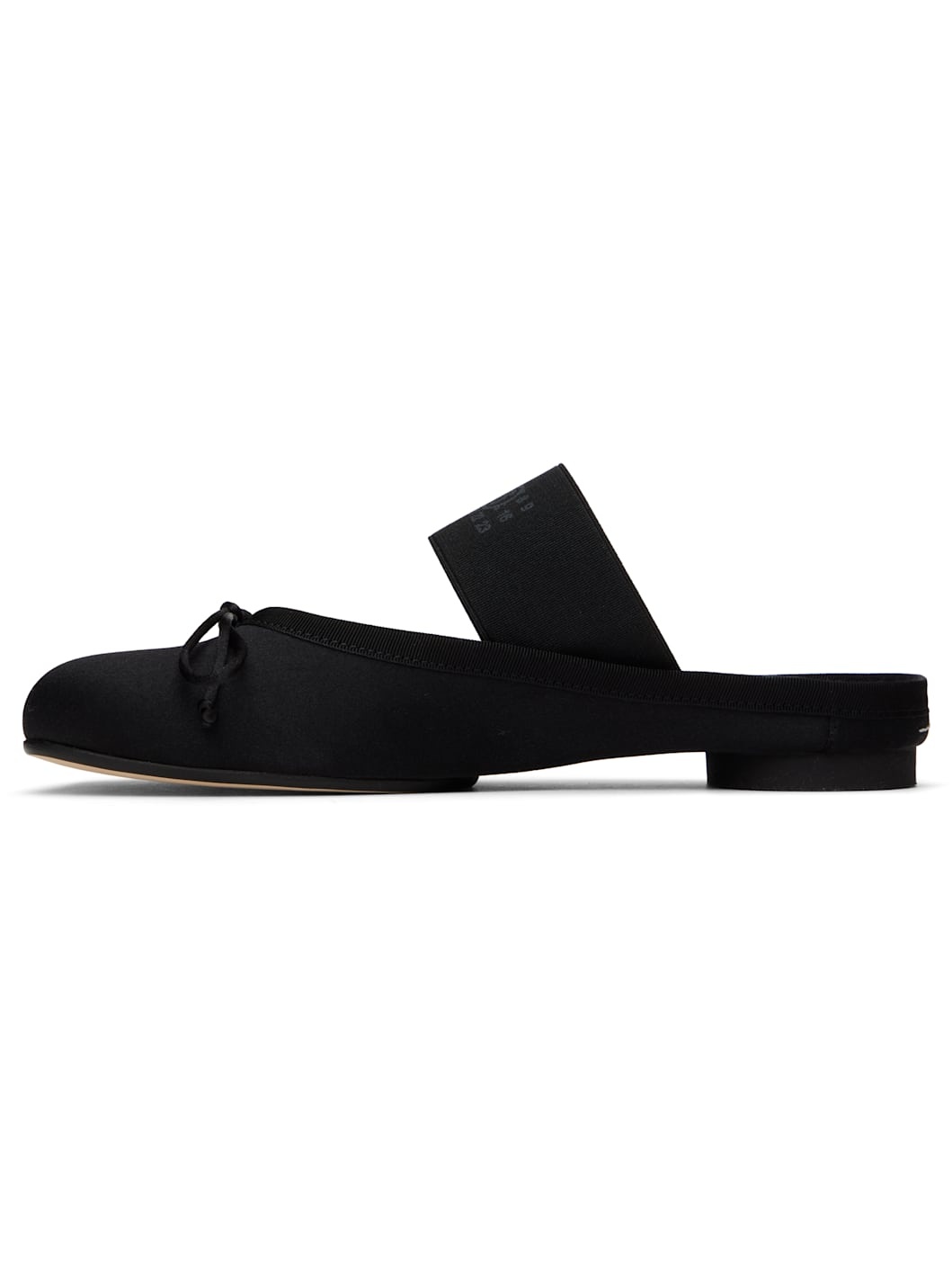 Black Satin Anatomic Logo Ballerina Slippers - 3