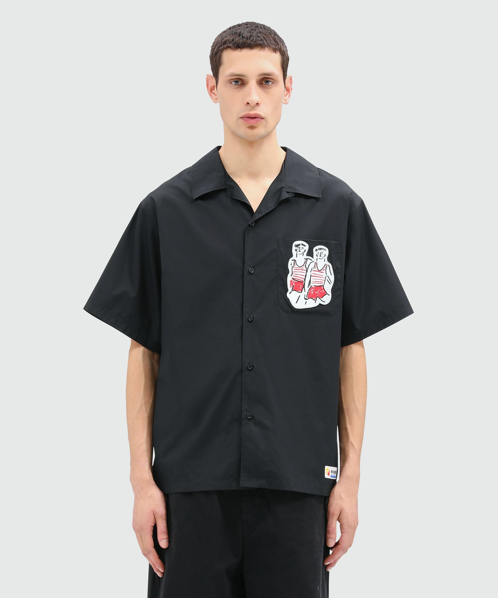 Black poplin shirt with Luke Edward Hall x MSGM embroidery - 2