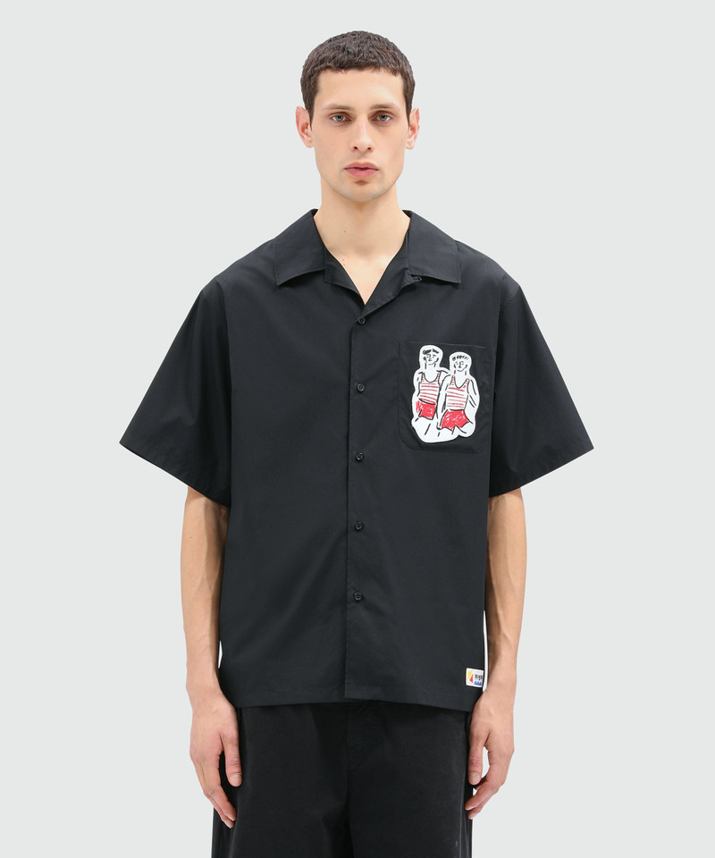 MSGM Black poplin shirt with Luke Edward Hall x MSGM embroidery outlook