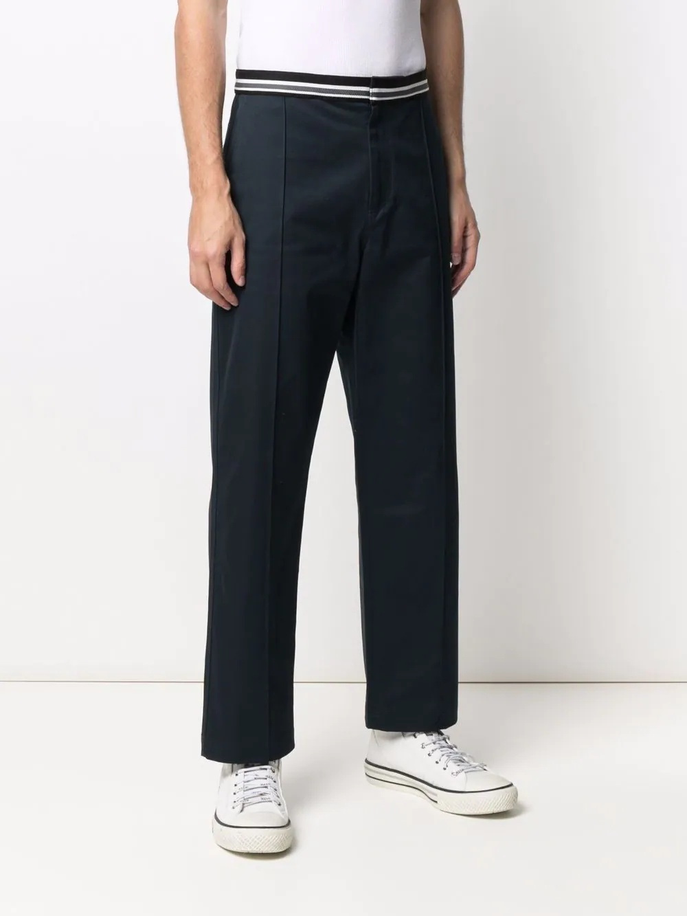 striped-waistband straight-leg trousers - 3